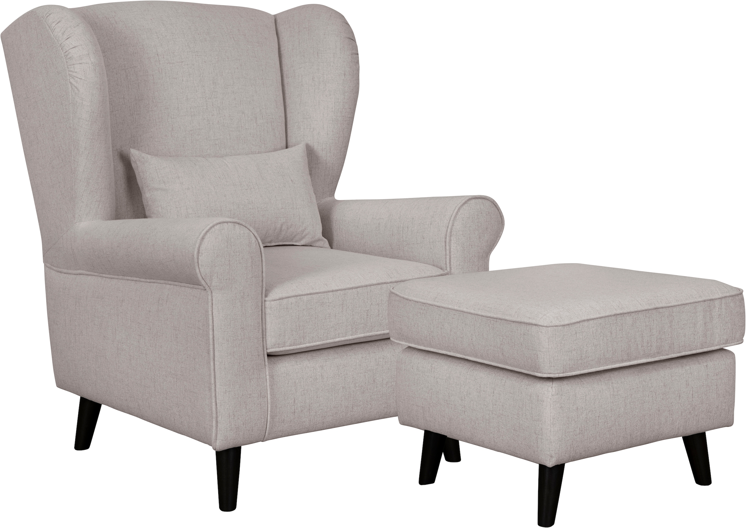Home affaire Sessel »Ohrensessel CHISTELLE, wahlweise mit Polsterhocker«, mit Wellenunterfederung, Maße: B/T/H: 81/87/99 cm