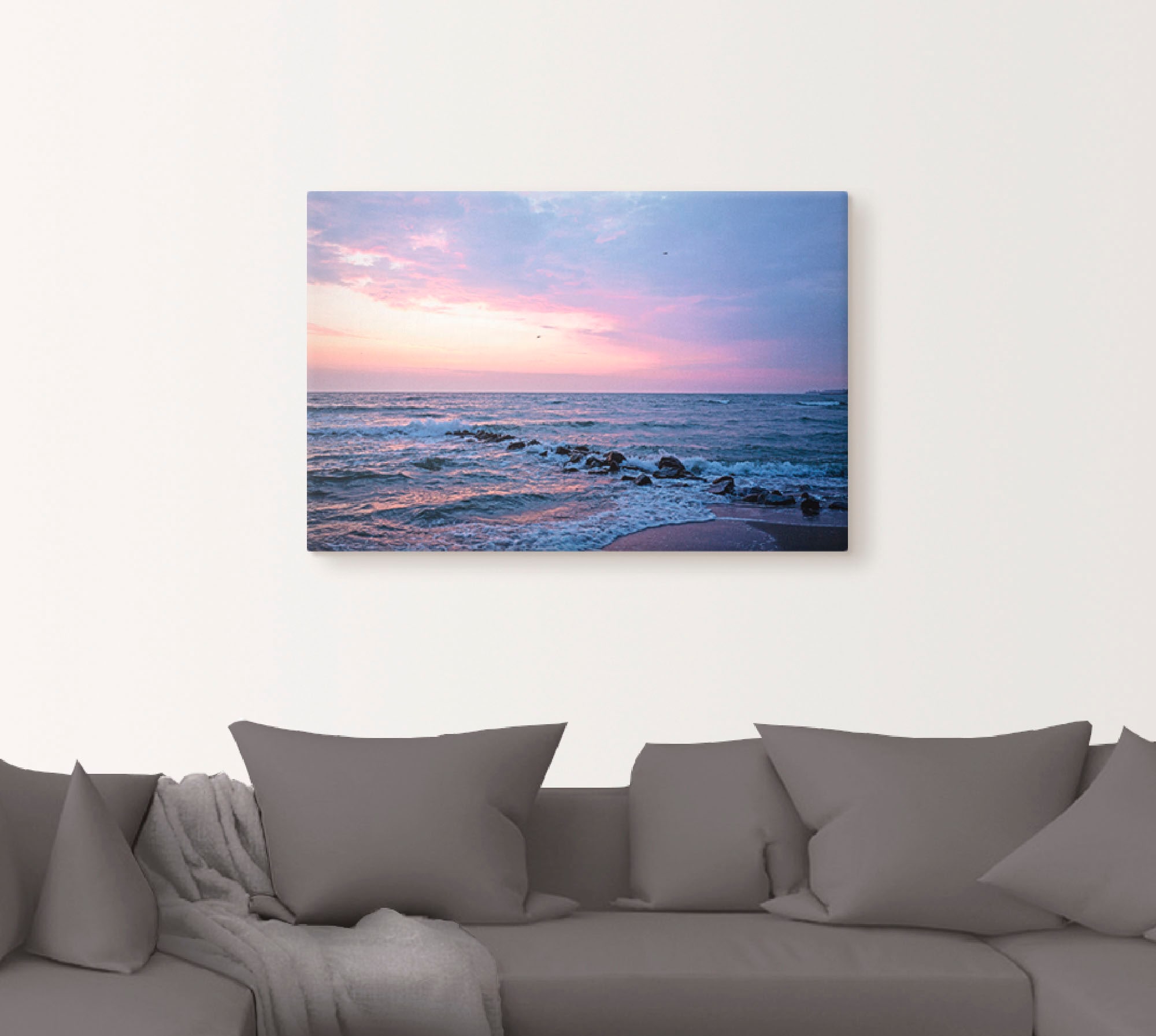 Artland Leinwandbild »Tagesbeginn am schönen Ostseestrand« Gewässer 1 Stk. tlg. auf Holzrahmen gespannt