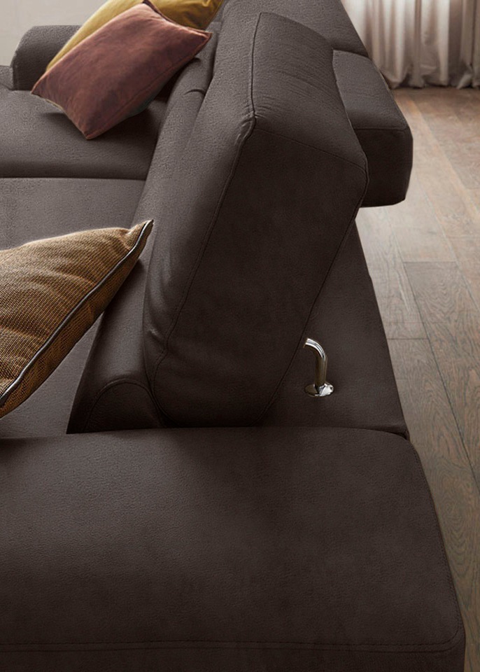 W.SCHILLIG Ecksofa »piedroo, Designsofa mit tollem Sitzkomfort, elegant und bequem, L-Form«, Kopfteilverstellung, wahlweise mit Sitztiefenverstellung, Breite 303cm