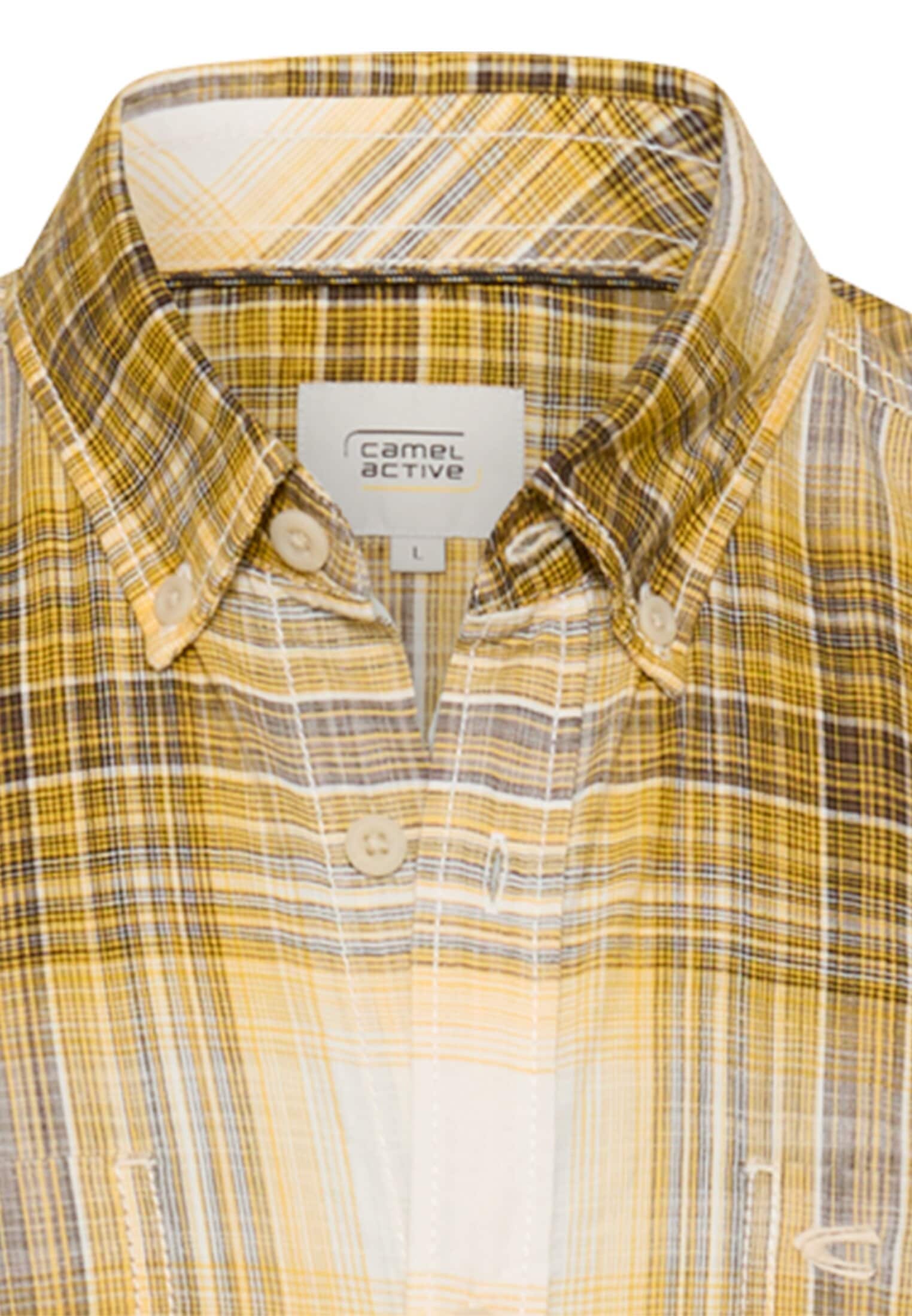 camel active Karohemd kurzarm, mit Button-Down-Kragen