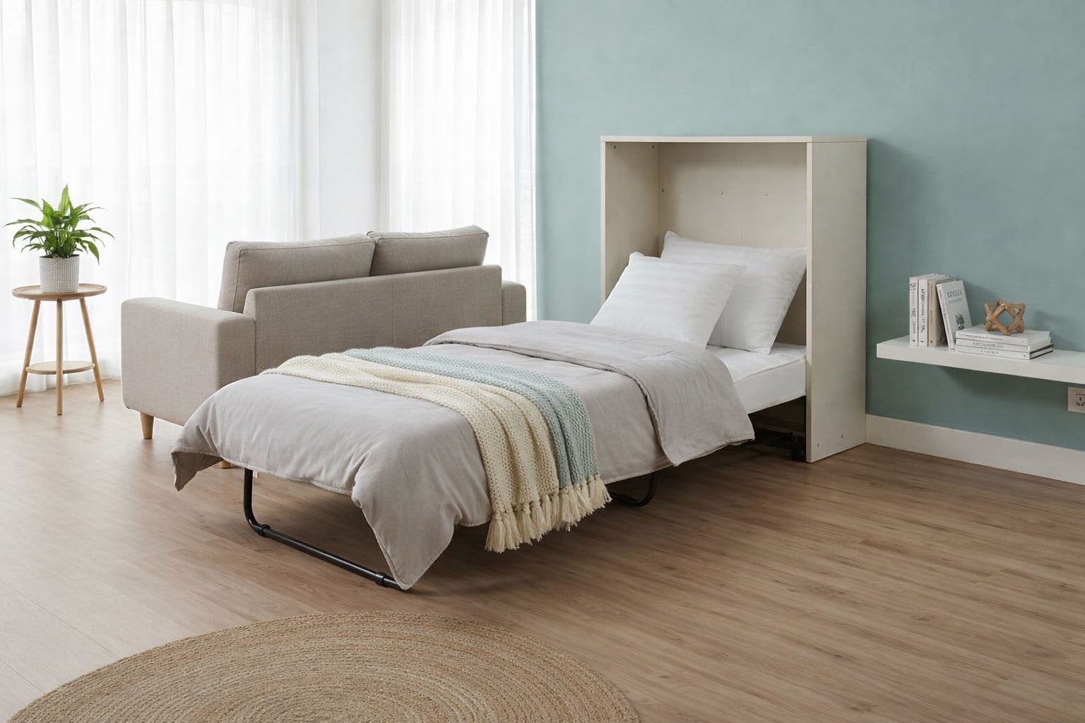 Home affaire Schrankbett »Sognum als Gästebett nutzbar, Wandklappbett in Kommodenoptik« in den Farben weiß, schwarz und kaschmir erhältlich,  inkl. Matratze, platzsparendes Klappbett, optimal für kleine Räume
