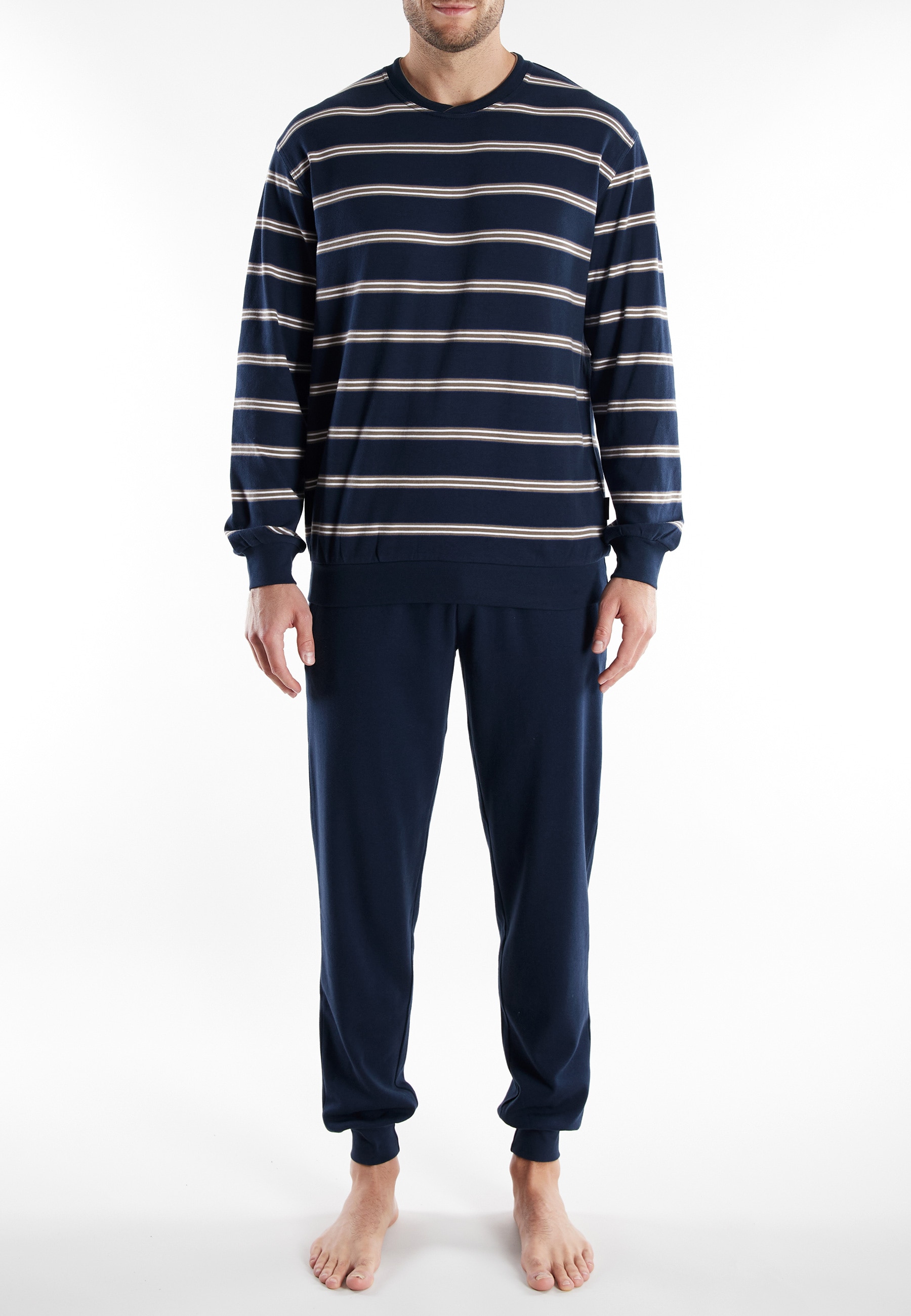GÖTZBURG Schlafanzug »Kos« 2 Stk. tlg., mit langen Ärmeln und Rundhalsausschnitt, Oberteil gestreift