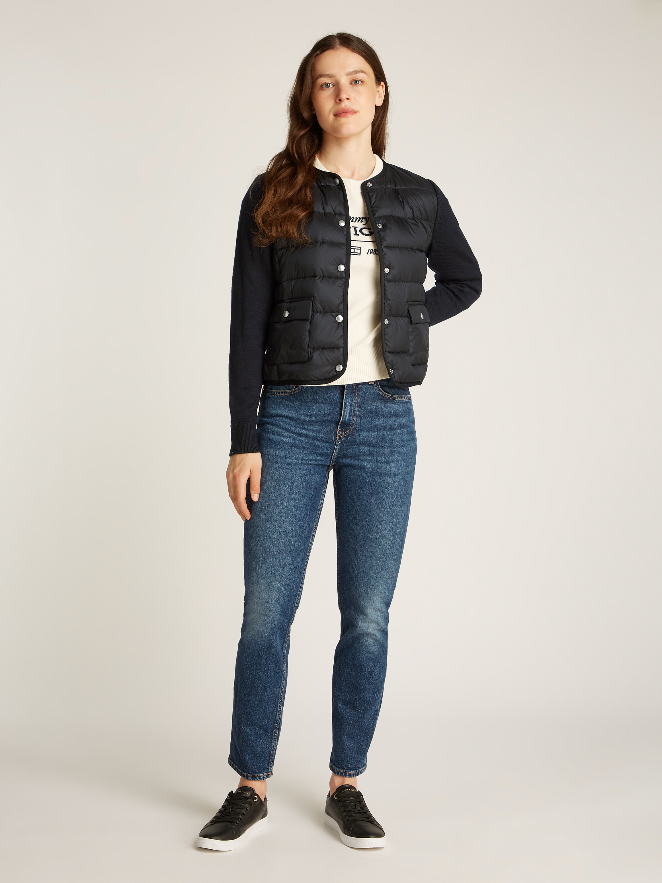 Tommy Hilfiger Steppjacke »UL DOWN KNIT MIX JKT«, mit Strickeinsätzen, Patch
