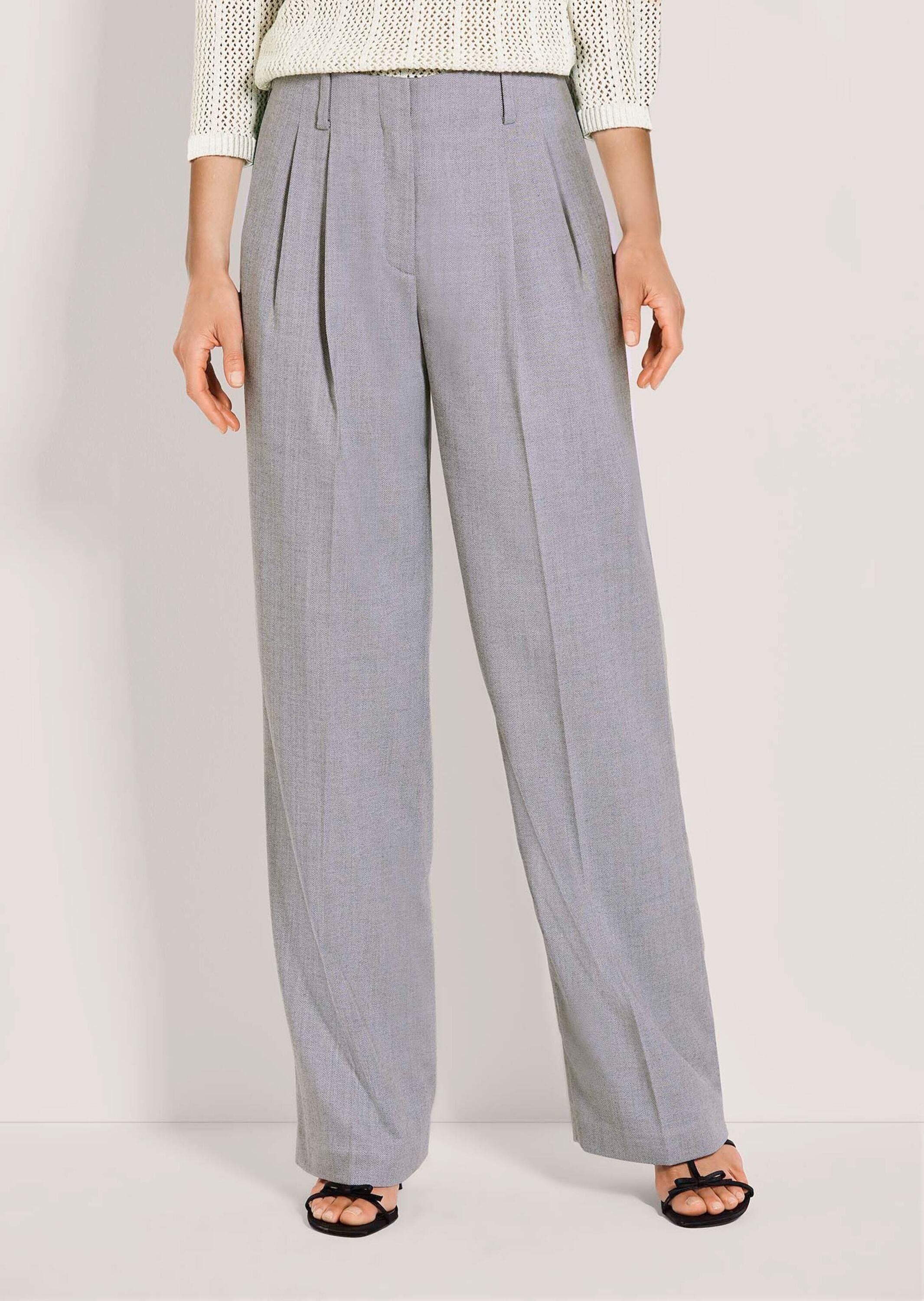 MADELEINE Stoffhose »Bundfaltenhose Fischgrathose mit weitem Schnitt«  Dezente Struktur