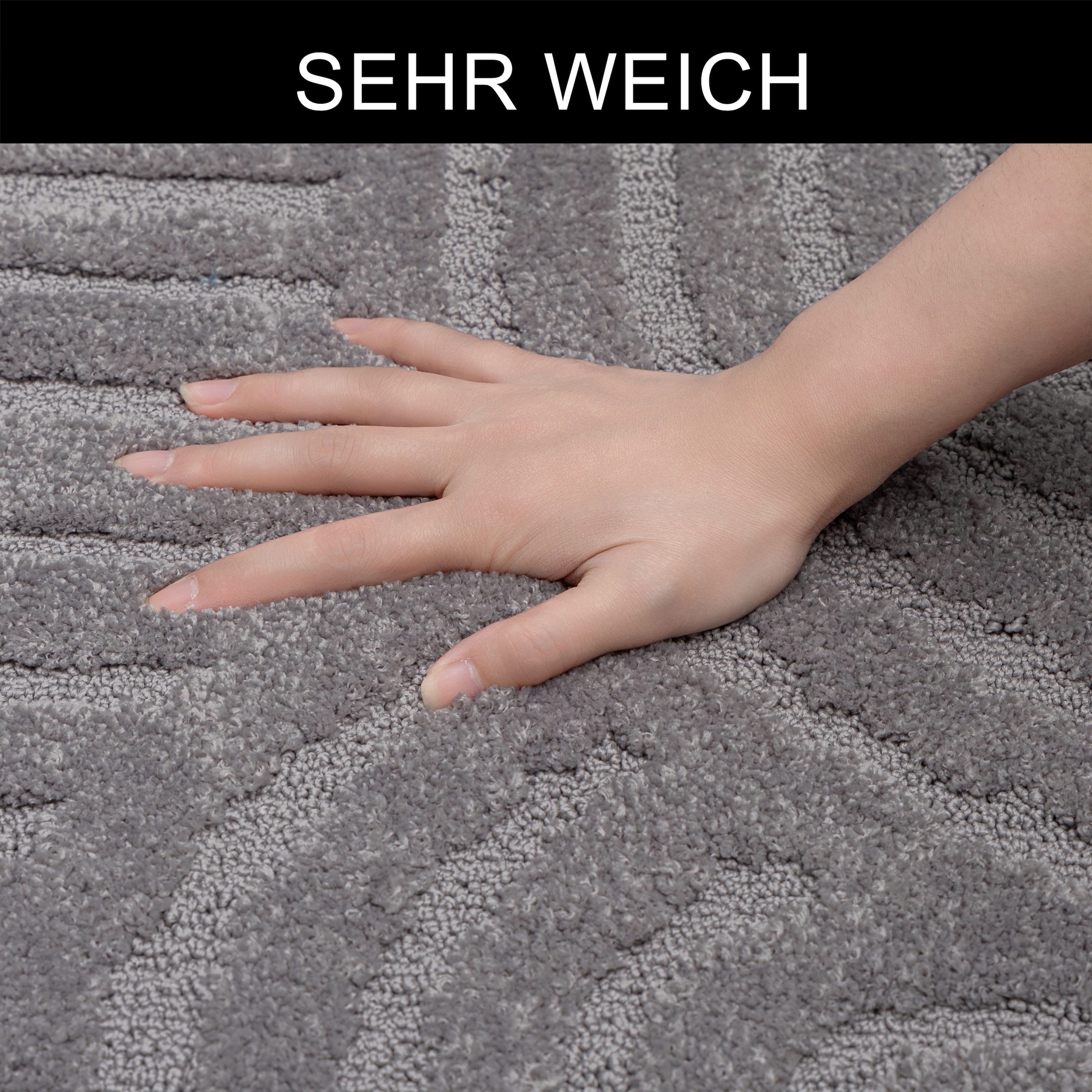 OTTO home »Zen, Badvorleger, Badezimmer Teppich, Duschvorleger« Höhe 10 mm rutschhemmend beschichtet fußbodenheizungsgeeignet | schnell trocknend Uni Farben, Hoch-Tief-Effekt, modernes Muster, Zen