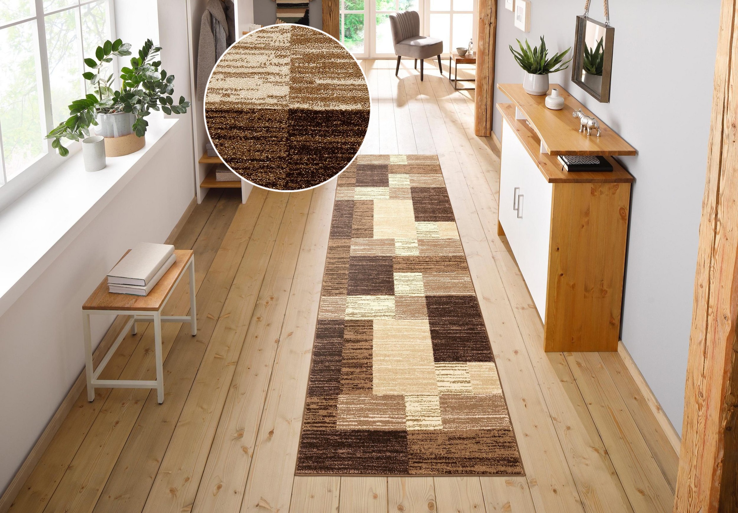 my home Läufer »Melvin« rechteckig 8 mm Höhe schön weich, Kurzflor Teppichläufer, Brücke, Karo-Muster