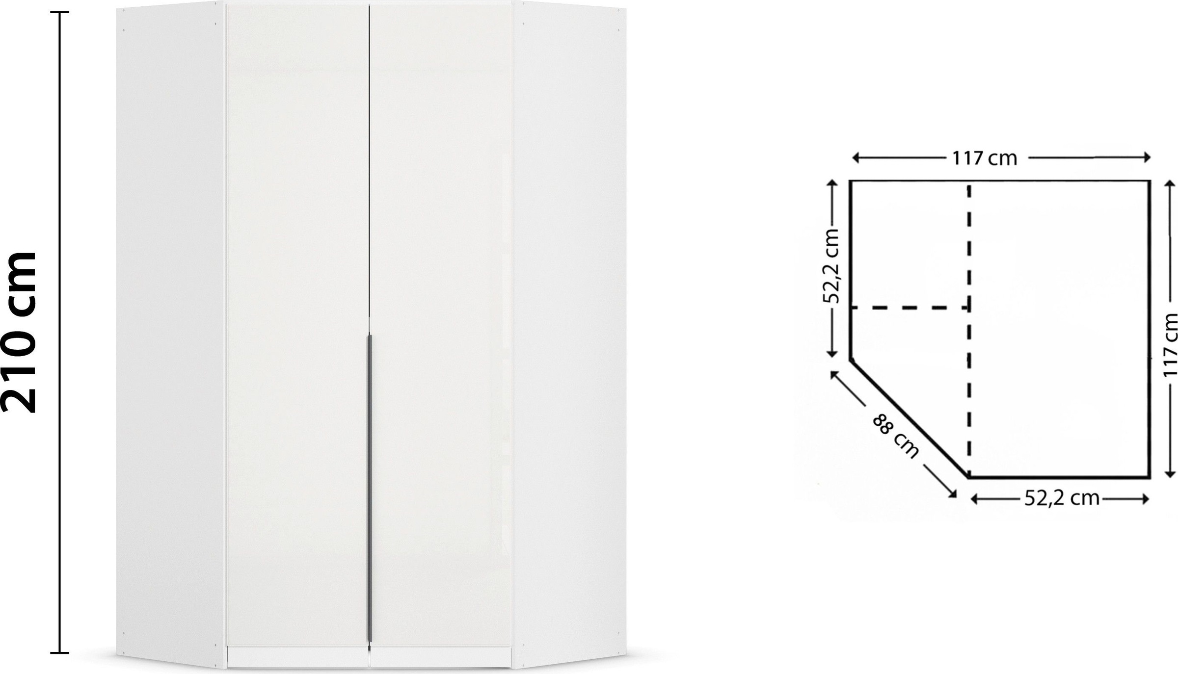 rauch Eckkleiderschrank »Kleiderschrank Schrank Ankleidezimmer Schlafzimmer Garderobe AGORDO«, (in zwei Griff-Farben), mit Glastüren, voll ausgestattet mit viel Stauraum MADE IN GERMANY