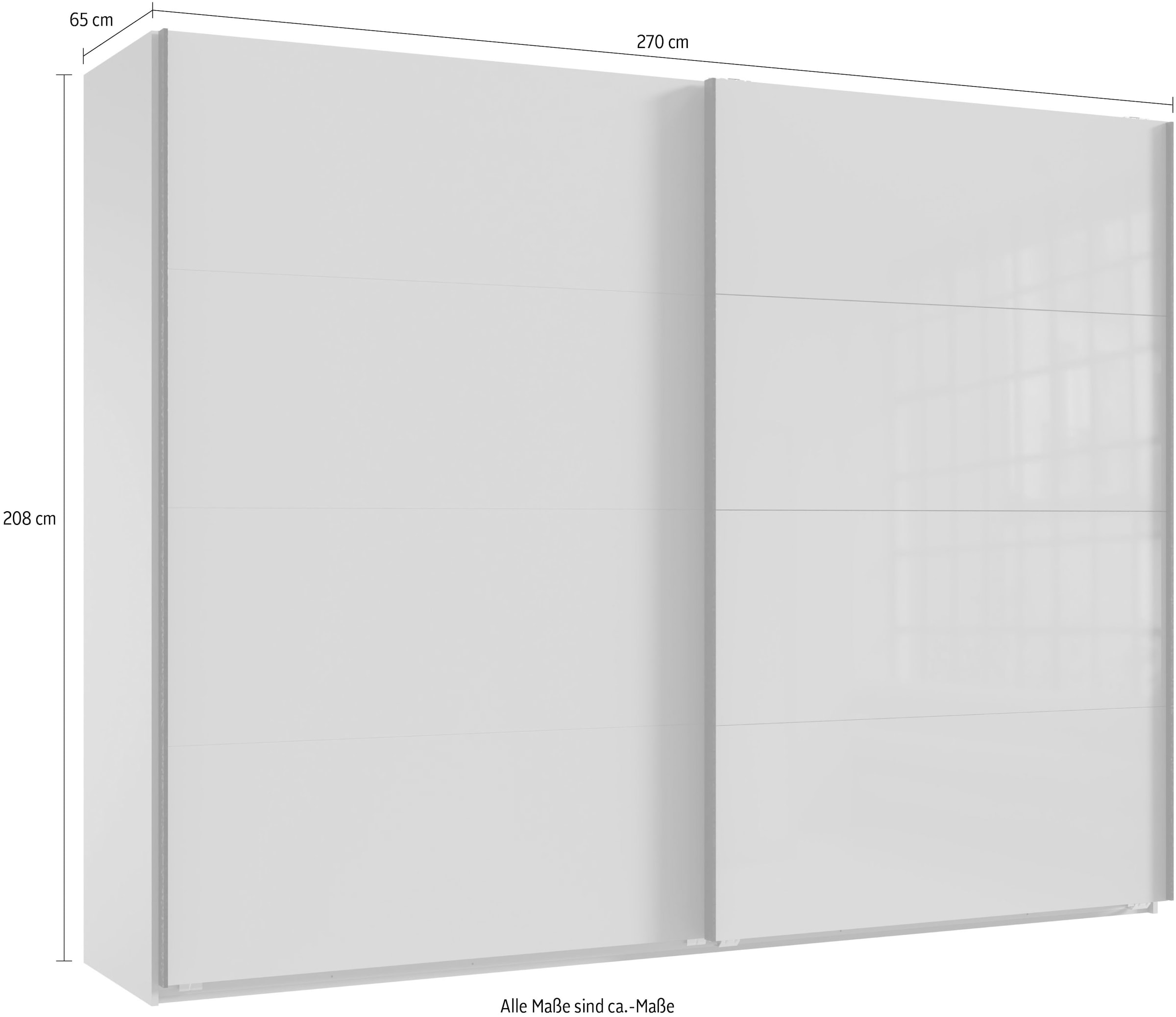 Wimex Kleiderschrank »Tilburg, Metallgriffe, Made in Germany«, (Breite 270cm wahlweise mit 2 oder 3 Türen), mit Schwebetüren, jeweils 1 Glaselement, 180, 225 oder 270cm breit