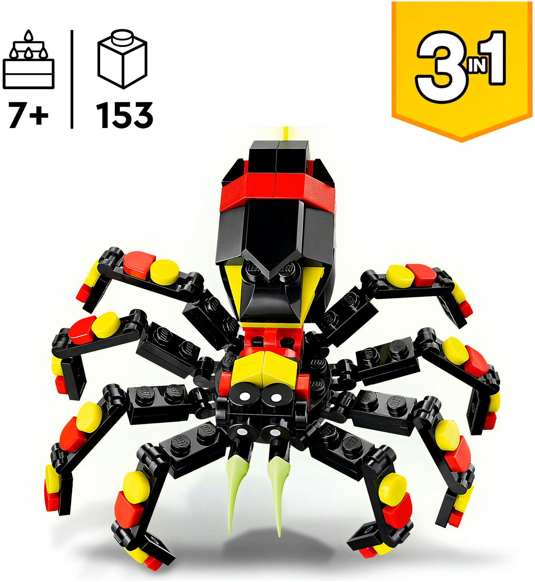 LEGO® Konstruktionsspielsteine »Wilde Tiere: Überraschungsspinne (31159), LEGO Creator«, (153 St.), Made in Europe