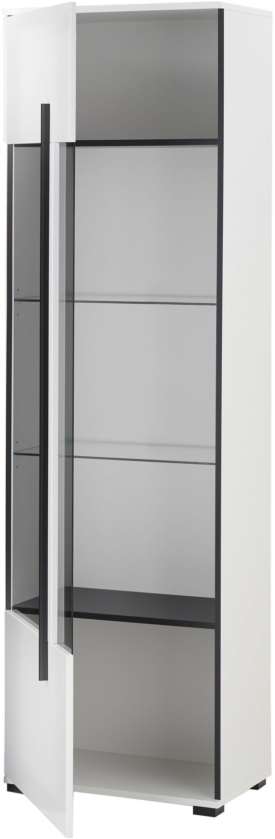 INOSIGN Vitrine »Cantara, Vitrinenschrank in Eiche Evoke oder weiß, Standvitrine«, schwarzer Stangengriff, ausreichend Stauraum, vielseitig einsetzbar