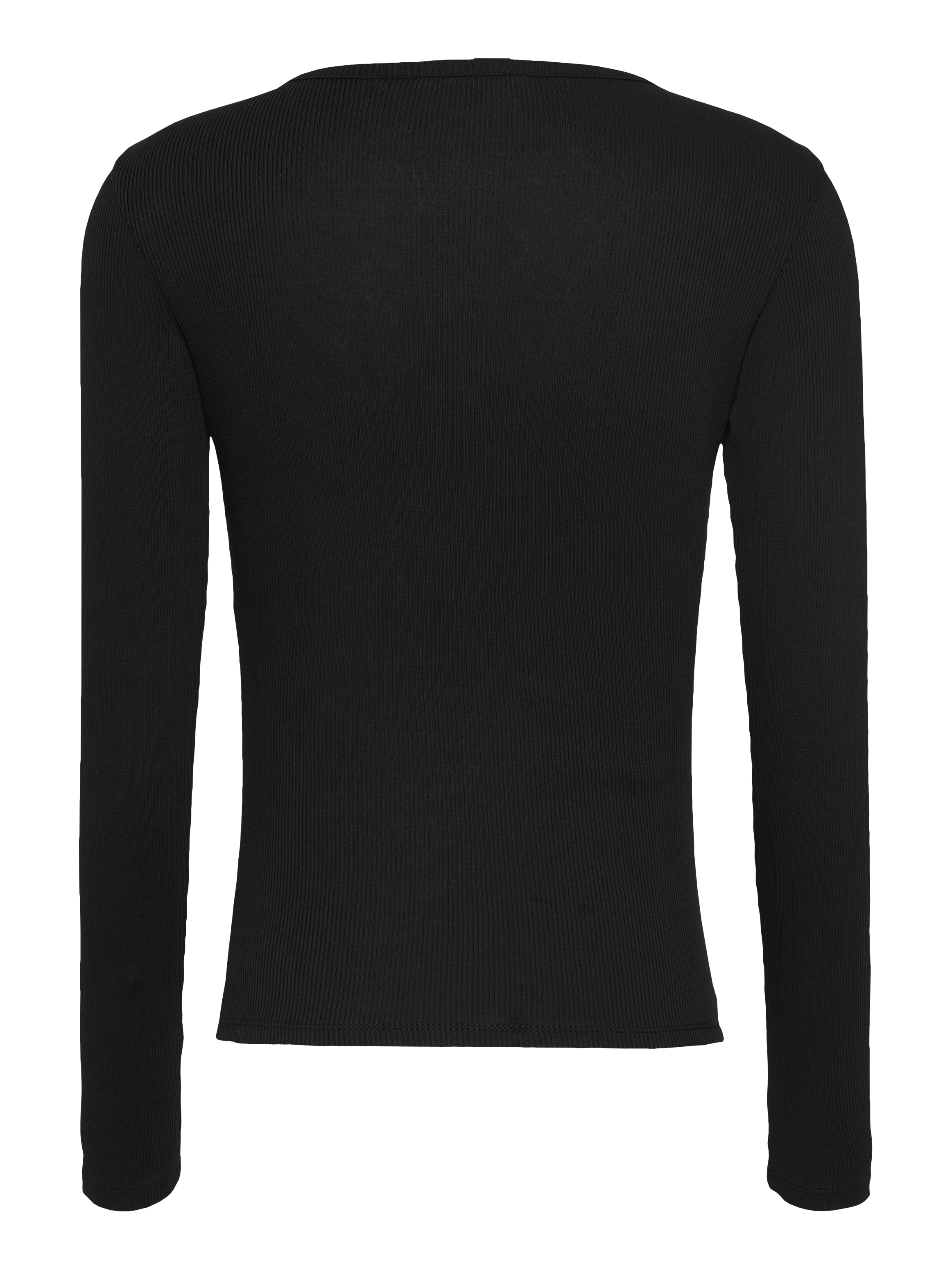 Tommy Jeans Langarmshirt »TJW SLM BUTTON RIB C-NECK LS EXT«, mit Logostickerei