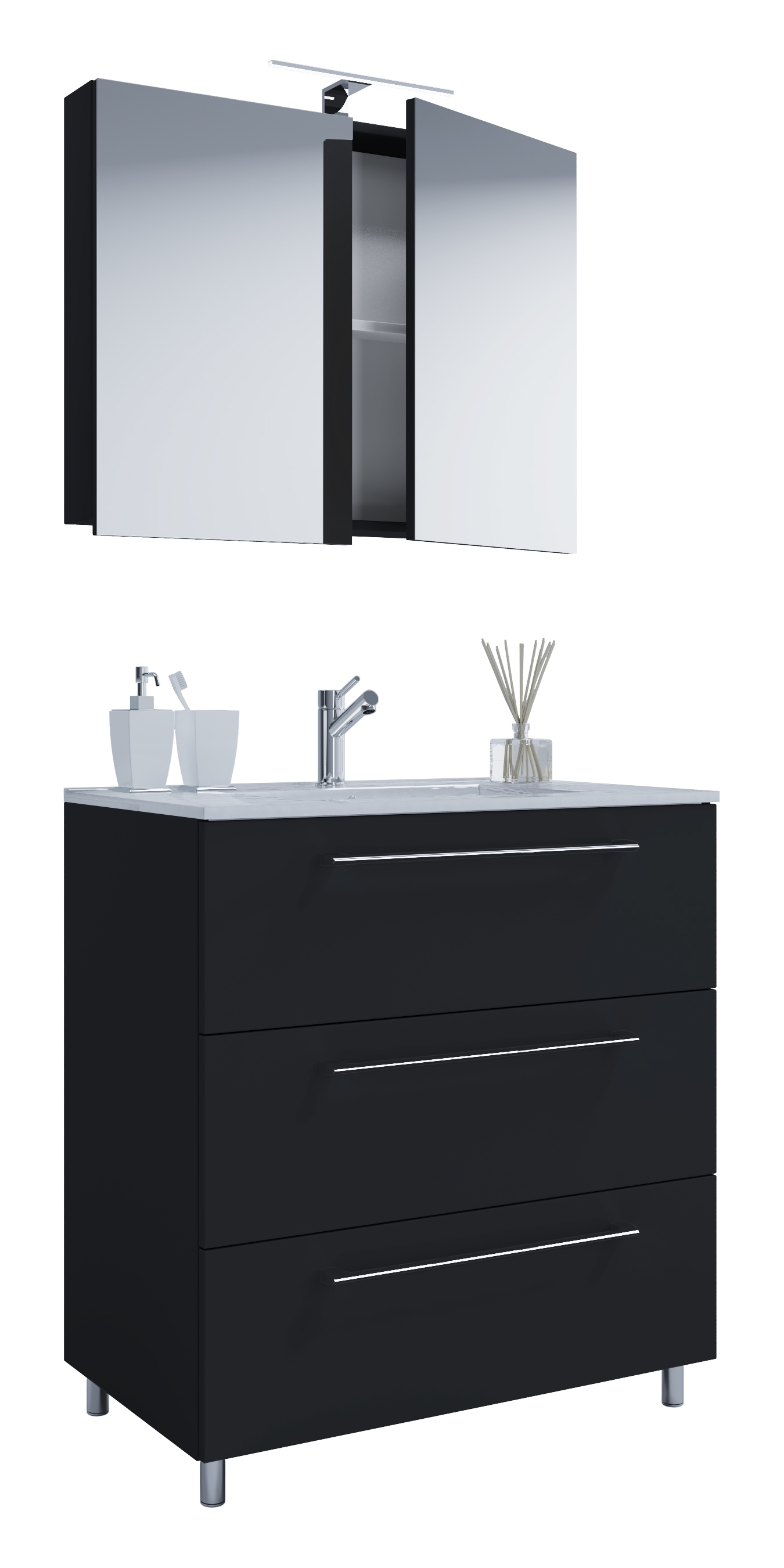 VCM Waschtisch "3-tlg. Waschplatz Waschtisch Badinos Schublade SP" 3 Stk. tlg.