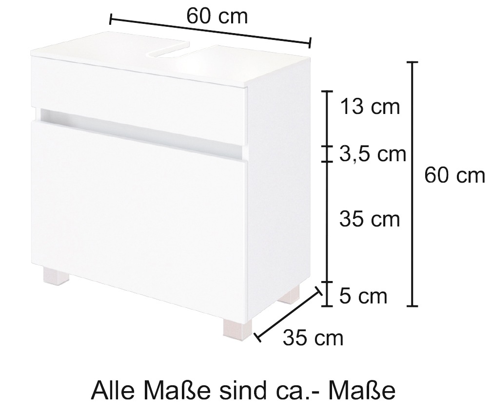 welltime Waschbeckenunterschrank »Baabe«, Badmöbel Breite 60 cm, hängende Montage