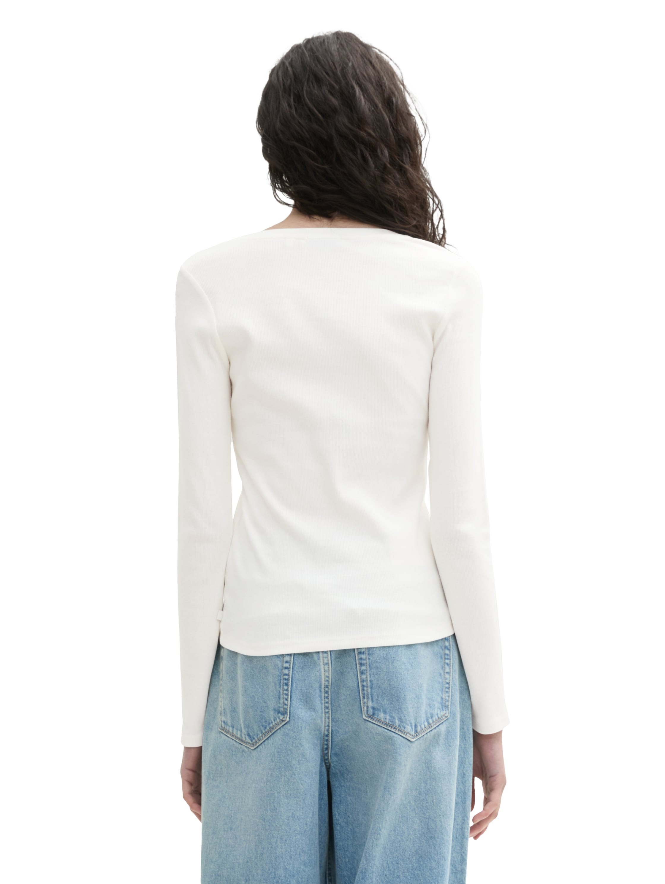 TOM TAILOR Denim Rundhalsshirt, gerippt und mit Stretch