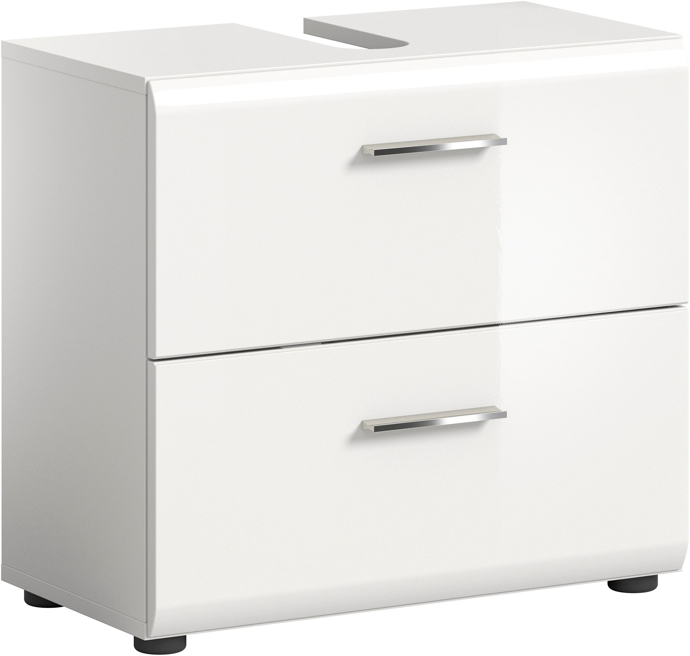 welltime Waschbeckenunterschrank "FLORENZ, Breite 60cm, inkl. Siphonausschnitt, mit Türen oder Schüben" TOPSELLER, 1 Stk. tlg. hochwertige MDF Front, Griff chromglänzend, Badschrank, Bad