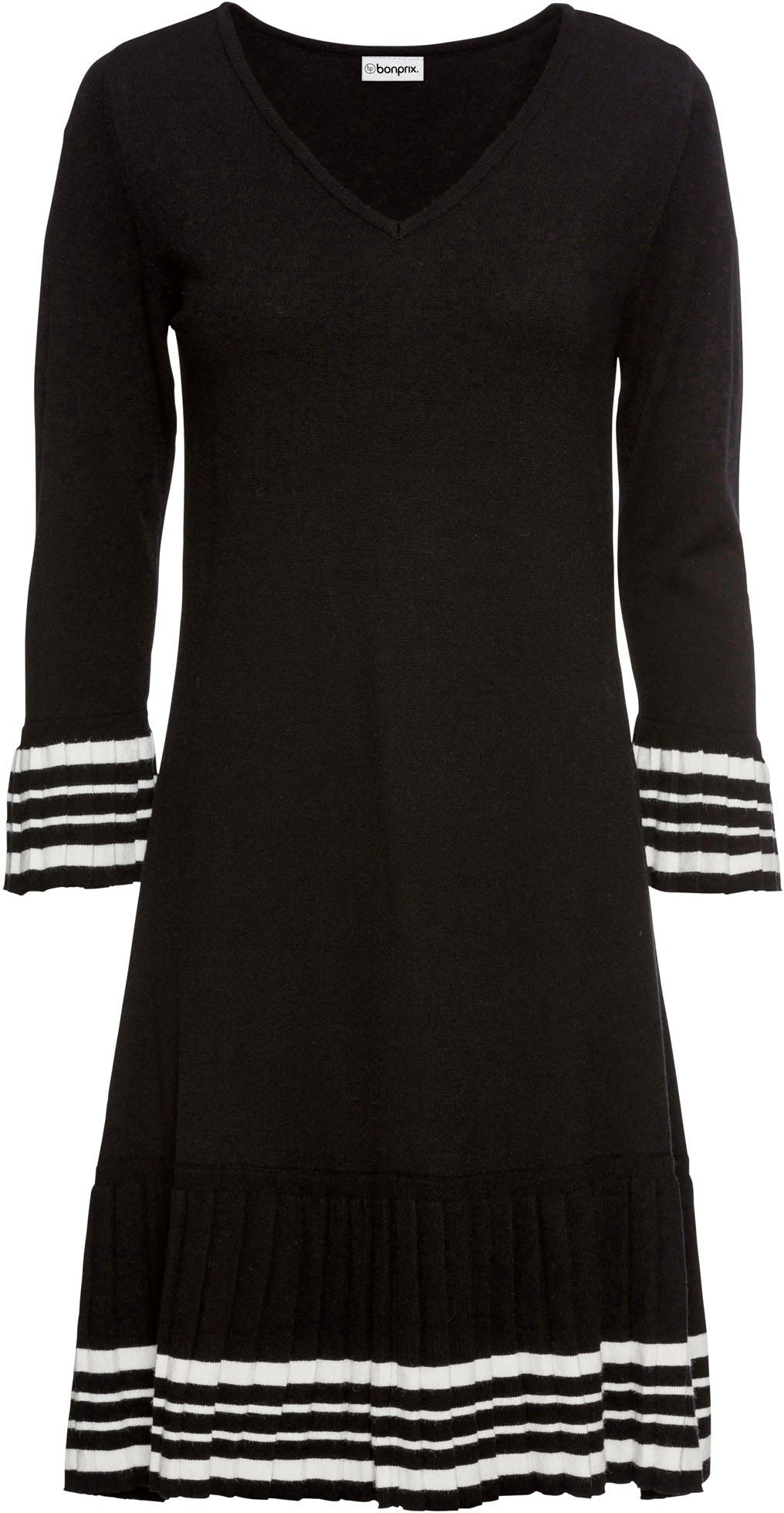 bonprix Strickkleid aus Viskose und Polyamid, ausgestellte Passform, mit Streifendesign