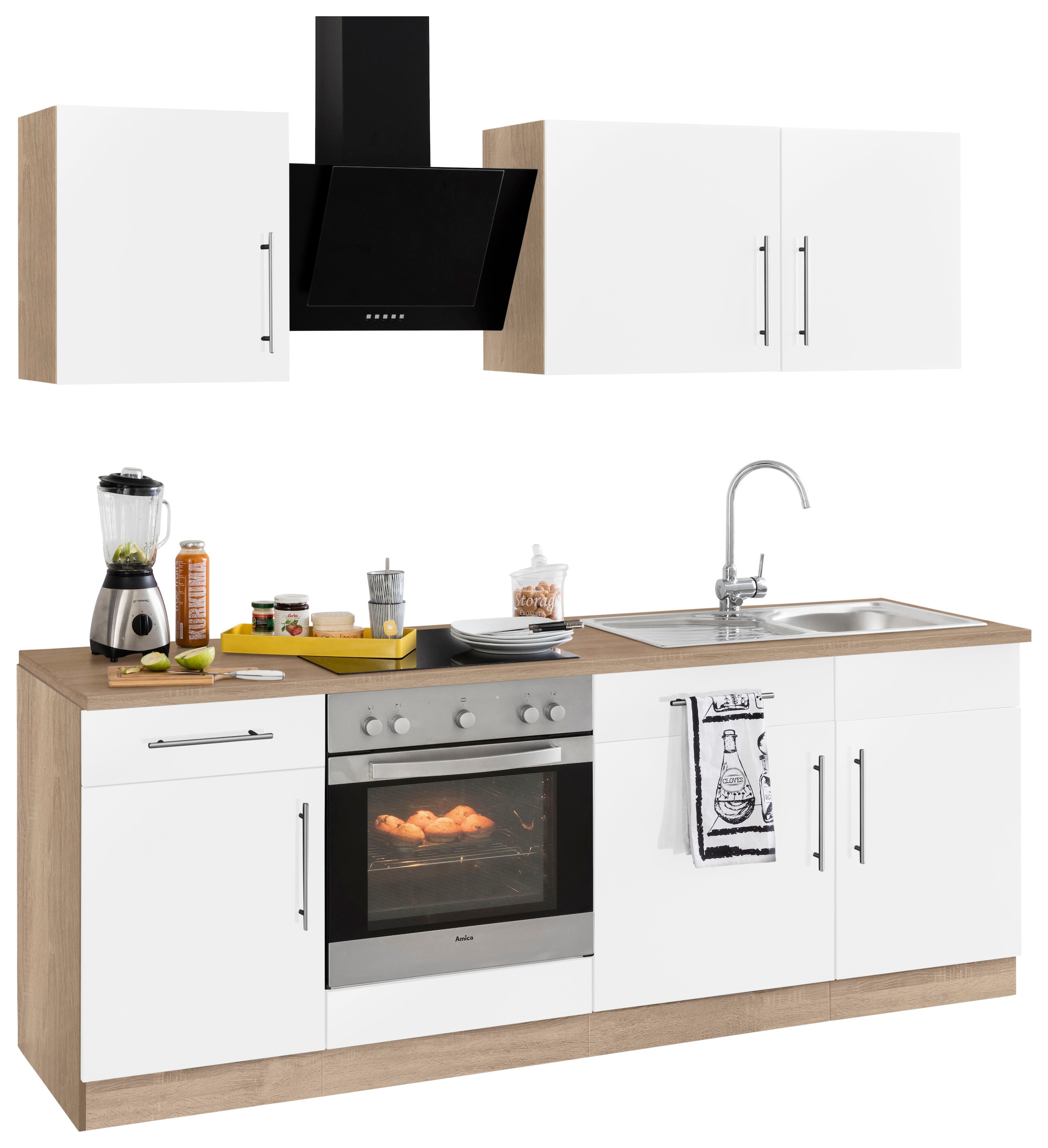 wiho Küchen Küchenzeile »Cali«, mit mit cm auf bestellen Raten Breite 220 E-Geräten, Metallgriffen