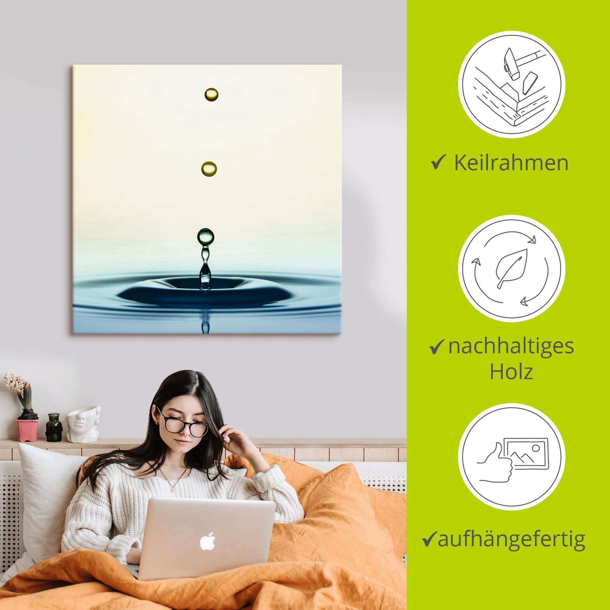 Artland Wandbild »Tropfen«, Zen, (1 St.), als Leinwandbild, Wandaufkleber in verschied. Größen