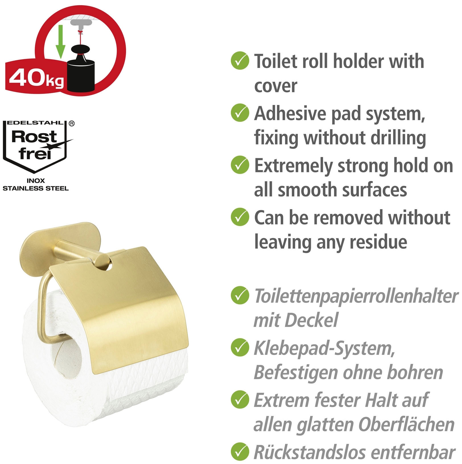 »Turbo-Loc®«, bestellen Befestigen Toilettenpapierhalter ohne UNIVERSAL | Bohren mit Deckel, WENKO