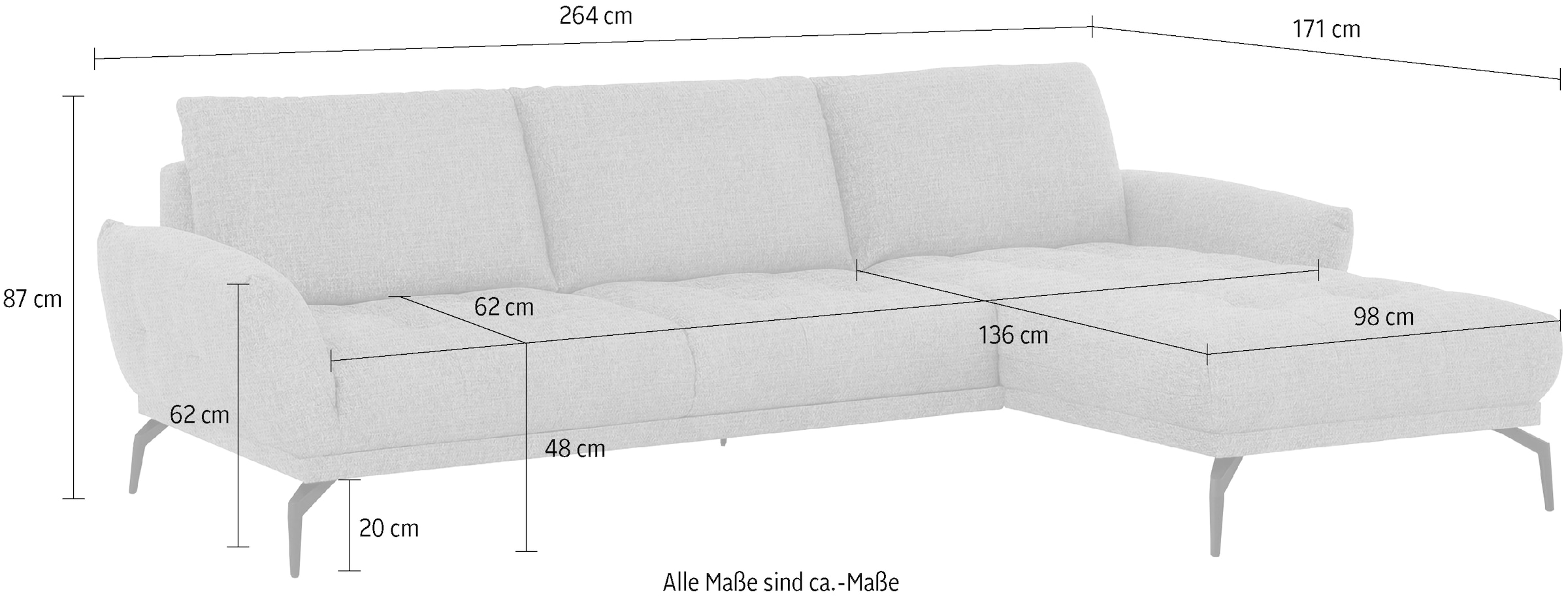 exxpo - sofa fashion Ecksofa »NICEA erstklassiger Sitzkomfort, L-Form, bodenfrei«, In hochwertiger Verarbeitung und ergonomische Sitzposition