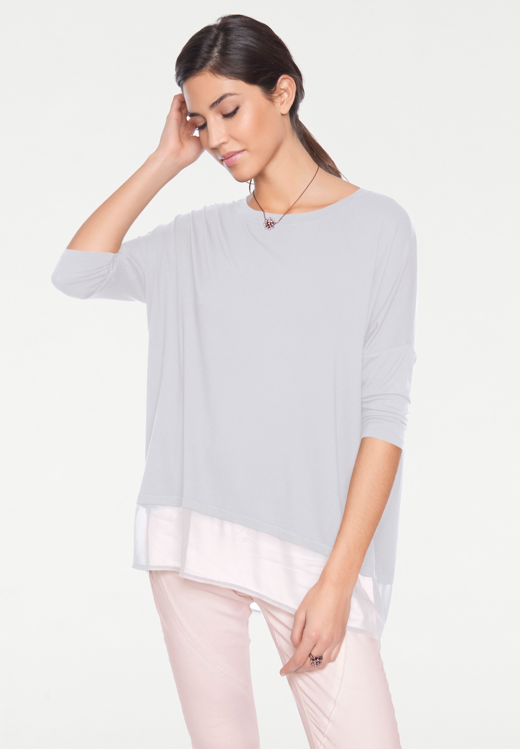 heine T-Shirt »Oversized Shirt Oversize-Shirt mit Chiffon-Saum«