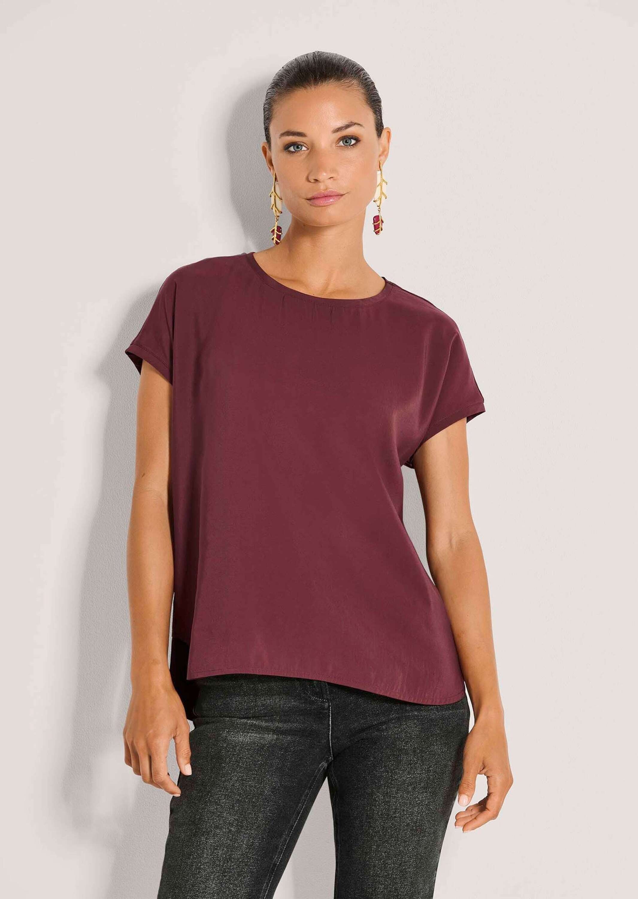 MADELEINE Kurzarmshirt »Blusenshirt Fließendes Viskose-Shirt mit Jersey-Rücken«