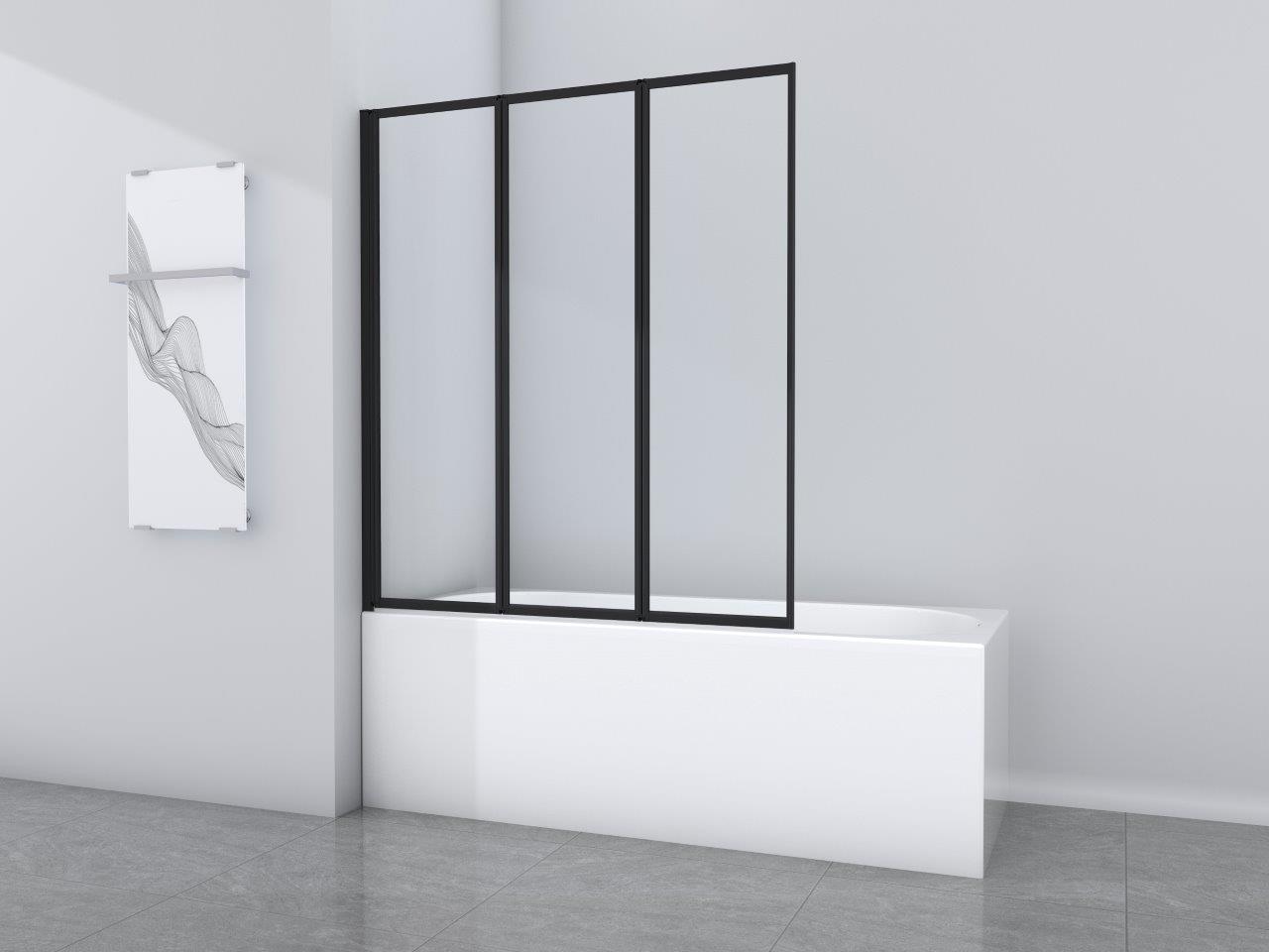 Marwell Badewannenfaltwand »Black Light« 3-flügelig, einklappbar, mattschwarzer Aluminiumrahmen