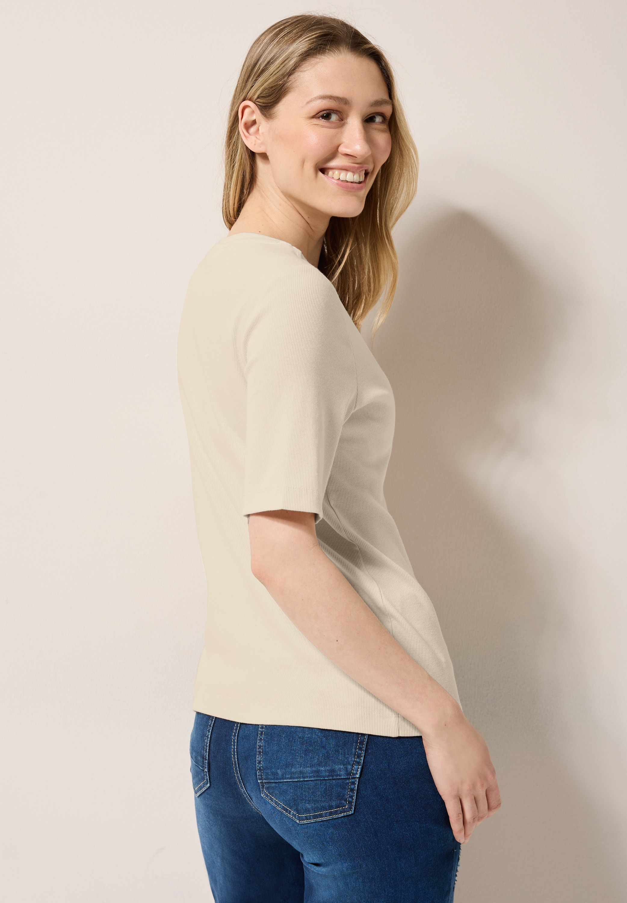 Cecil T-Shirt, mit feiner Ripp Struktur