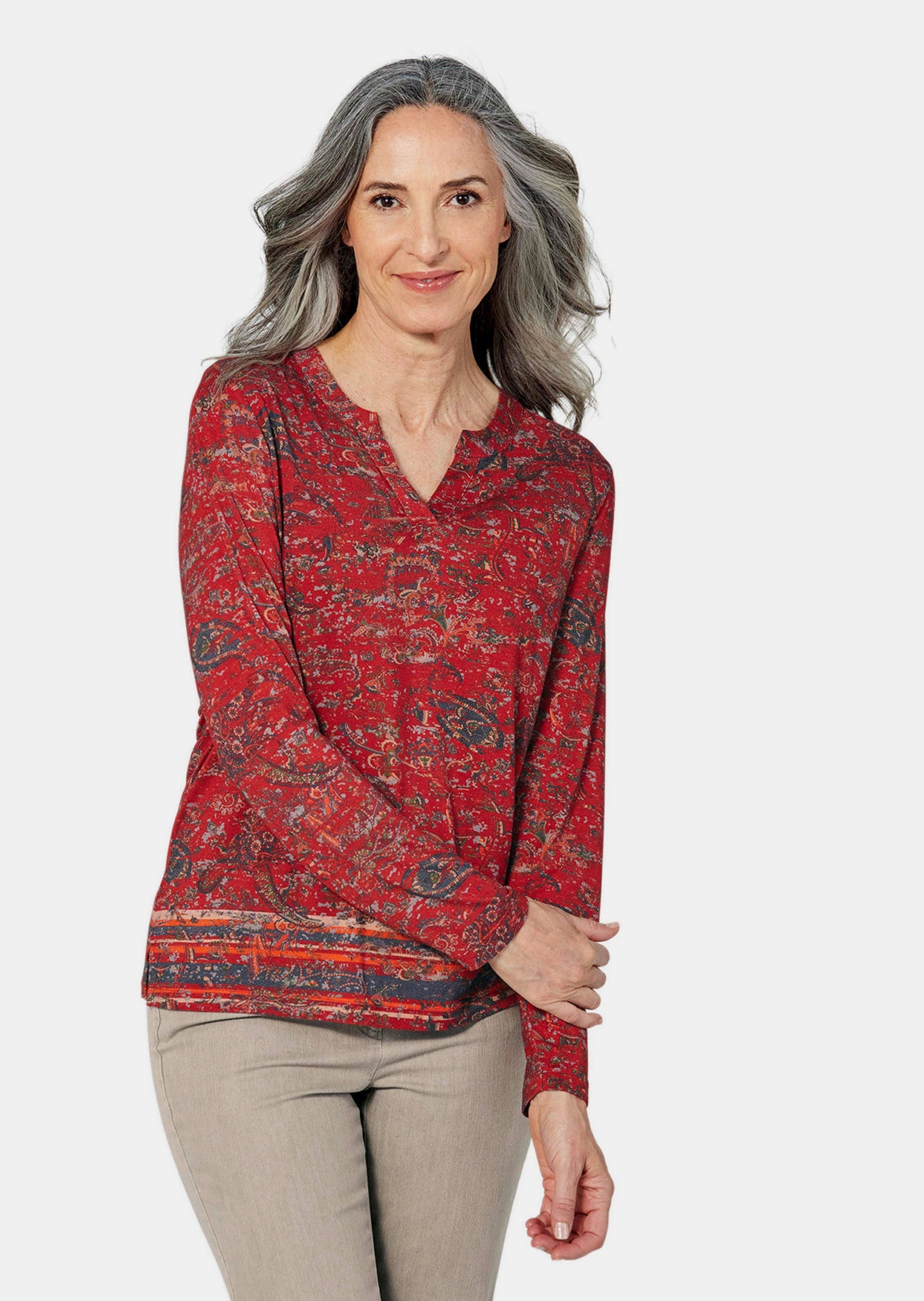 GOLDNER Print-Shirt »Langarmshirt mit Paisleymuster«