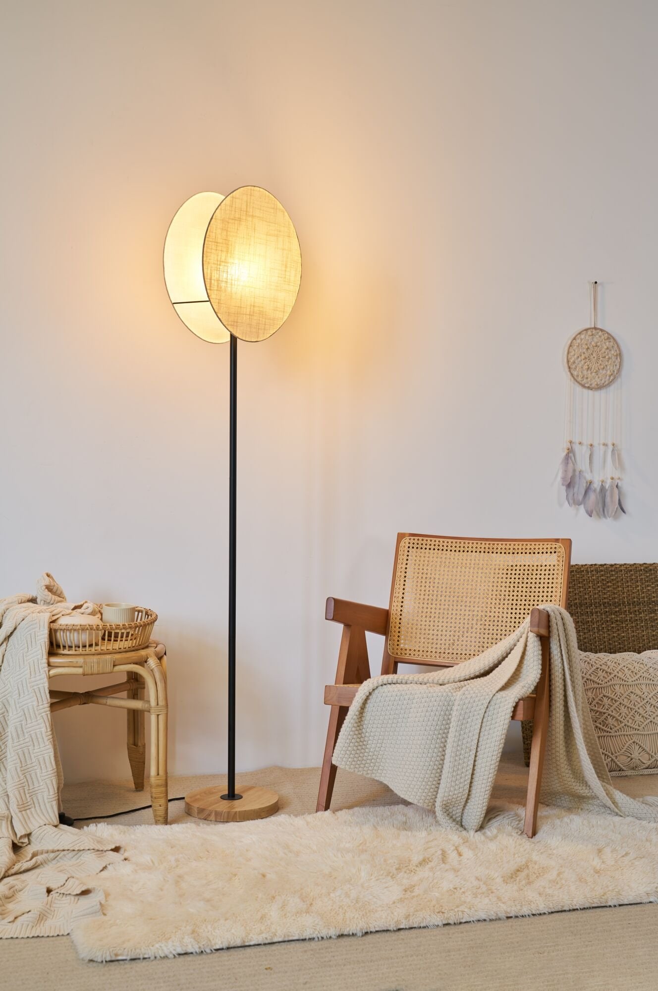 Pauleen Stehlampe »Boho Darling max20W Schwarz/Beige 230V Metall/Holz/Stoff«, 1 flammig, Leuchtmittel E27 | ohne Leuchtmittel, E27
