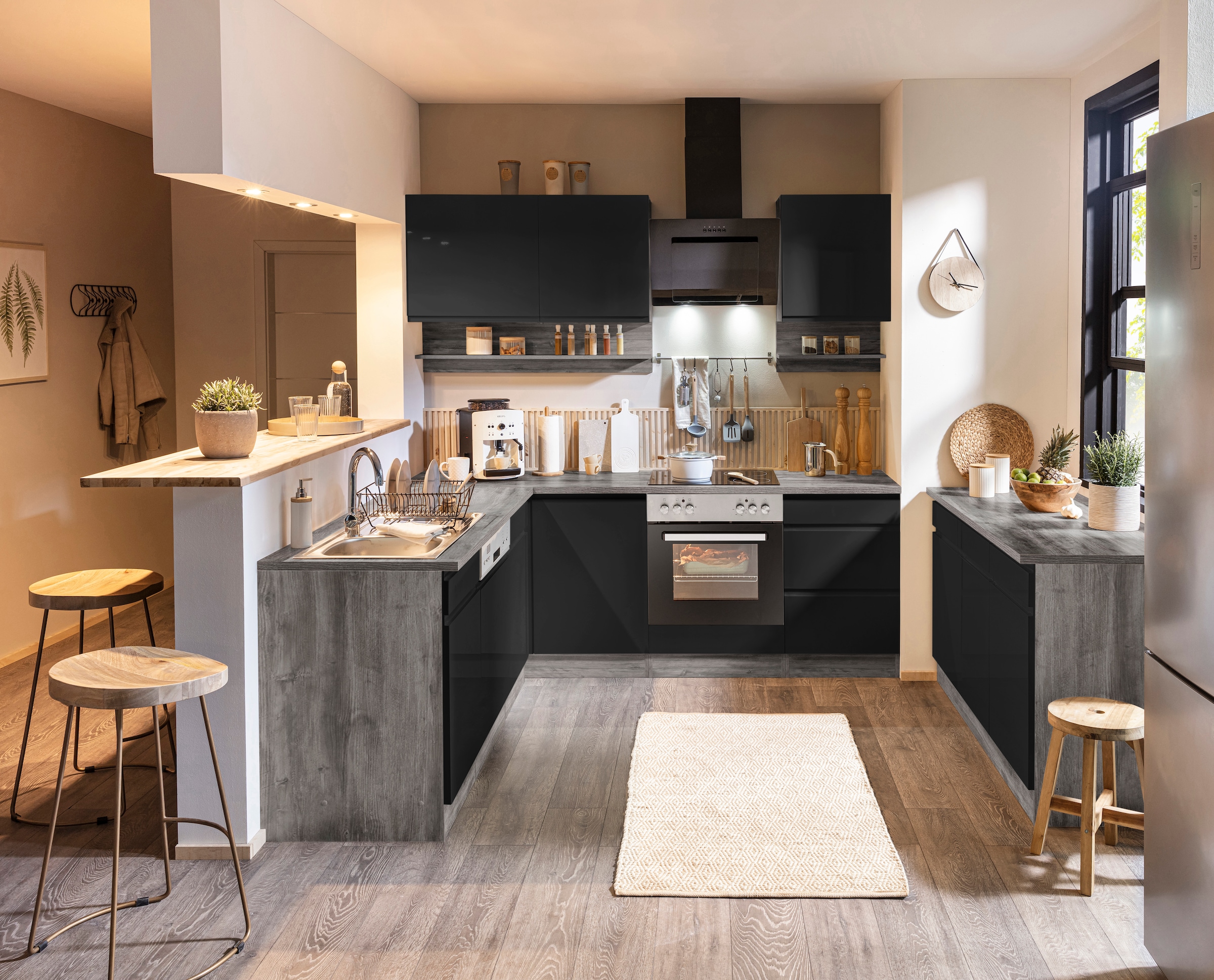 KOCHSTATION Winkelküche »KS-Virginia« Stellbreite 220/220 cm, wahlweise mit E-Geräten