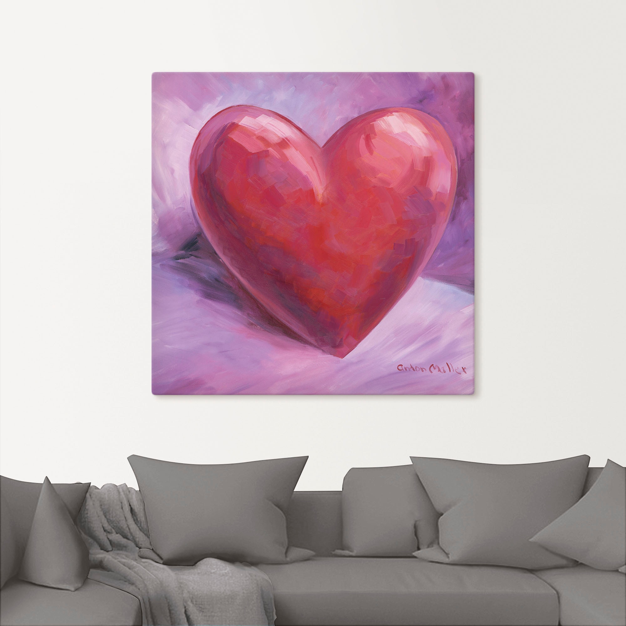 Artland Leinwandbild »Lila Herz« Herzen 1 Stk. tlg. auf Holzrahmen gespannt
