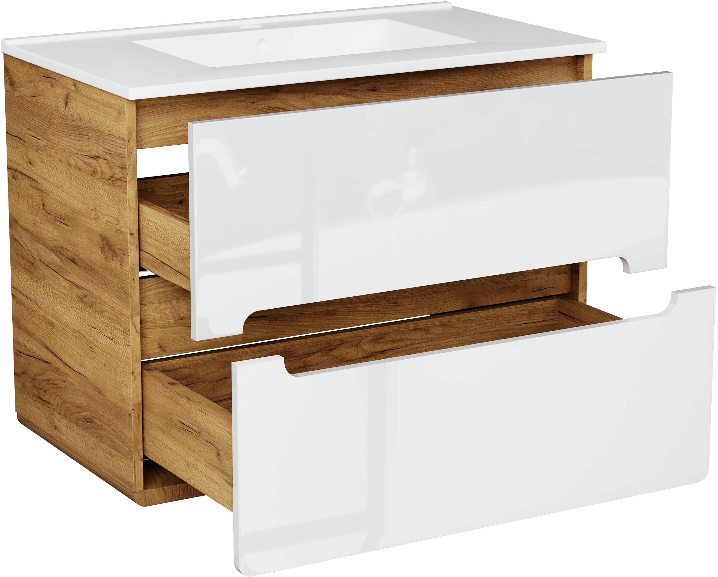 welltime Waschtisch »Lupo«, Badschrank mit Waschbecken,Soft Close,in verschiedenen Breiten (60,80)