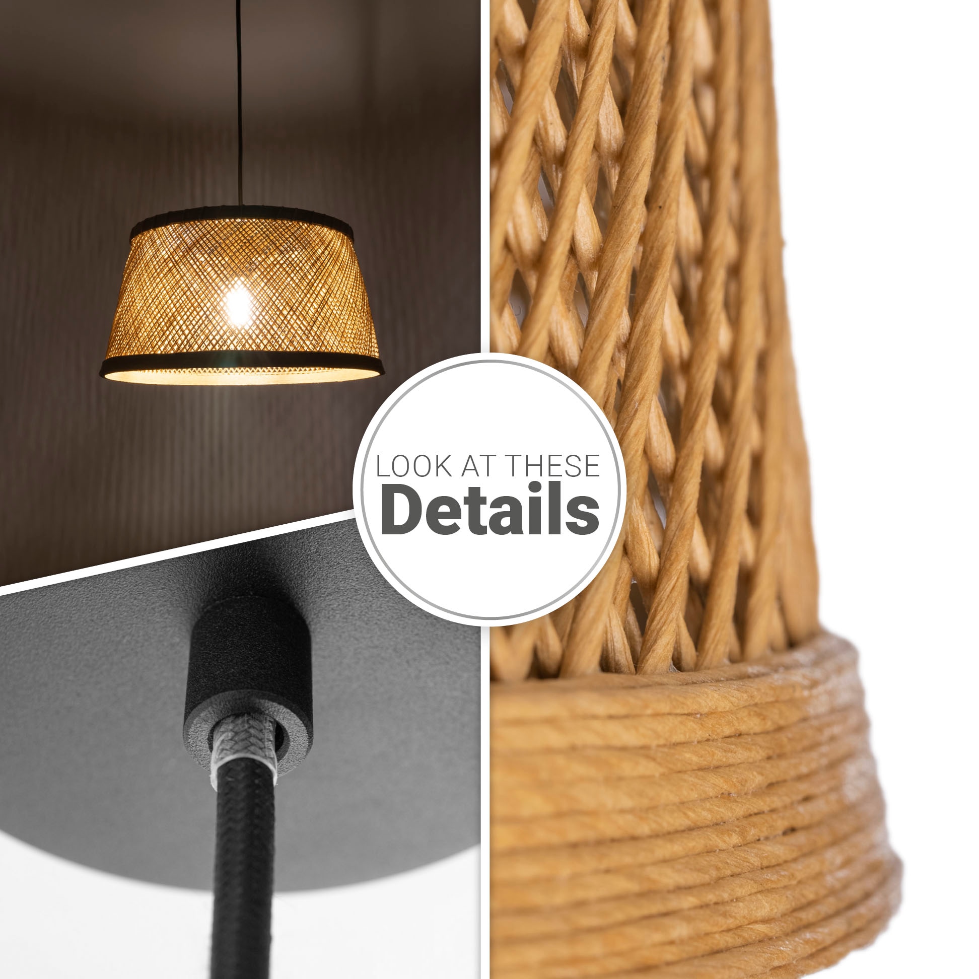 Paco Home Pendelleuchte »RAMA« E27 Korb Papier Hängend Esstisch Lampe  Boho Wohnzimmer E27