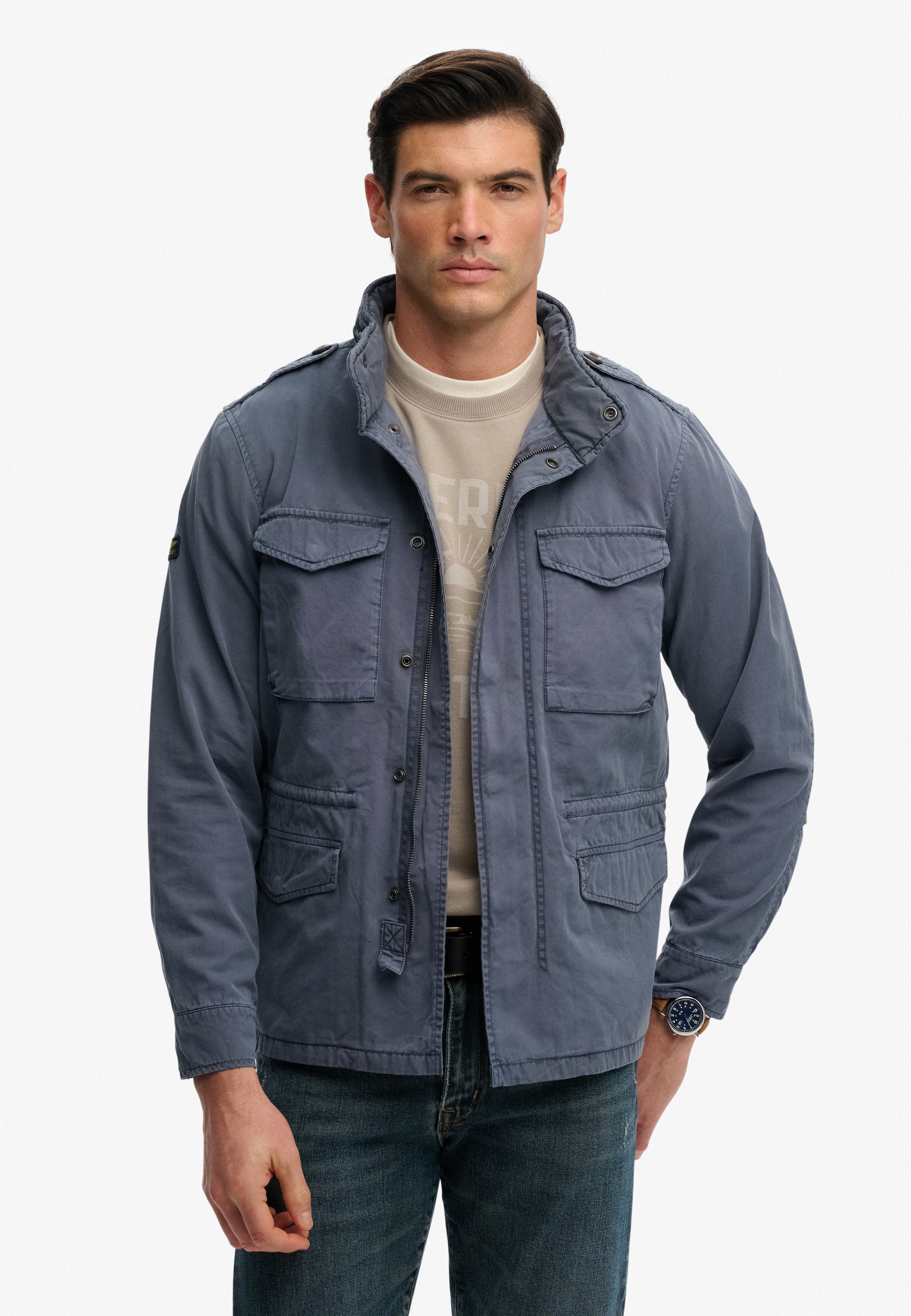 Superdry Parka »COTTON M65 JACKET« ohne Kapuze mit Markenlabel, aus Baumwolle, Regular Fit, in normaler Länge