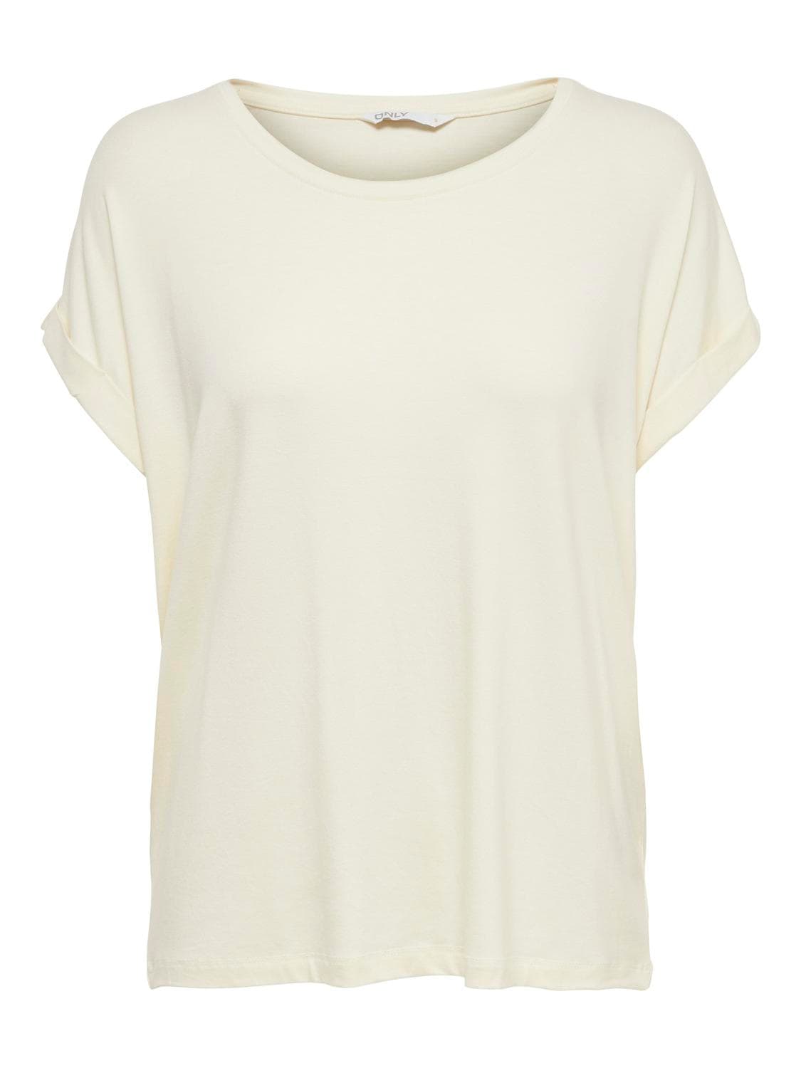 ONLY T-Shirt »ONLMOSTER – Kurzarmshirt mit Aufschlag und klassischem Look«, unifarben, casual, regular fit, Viskosemischung, Rundhals