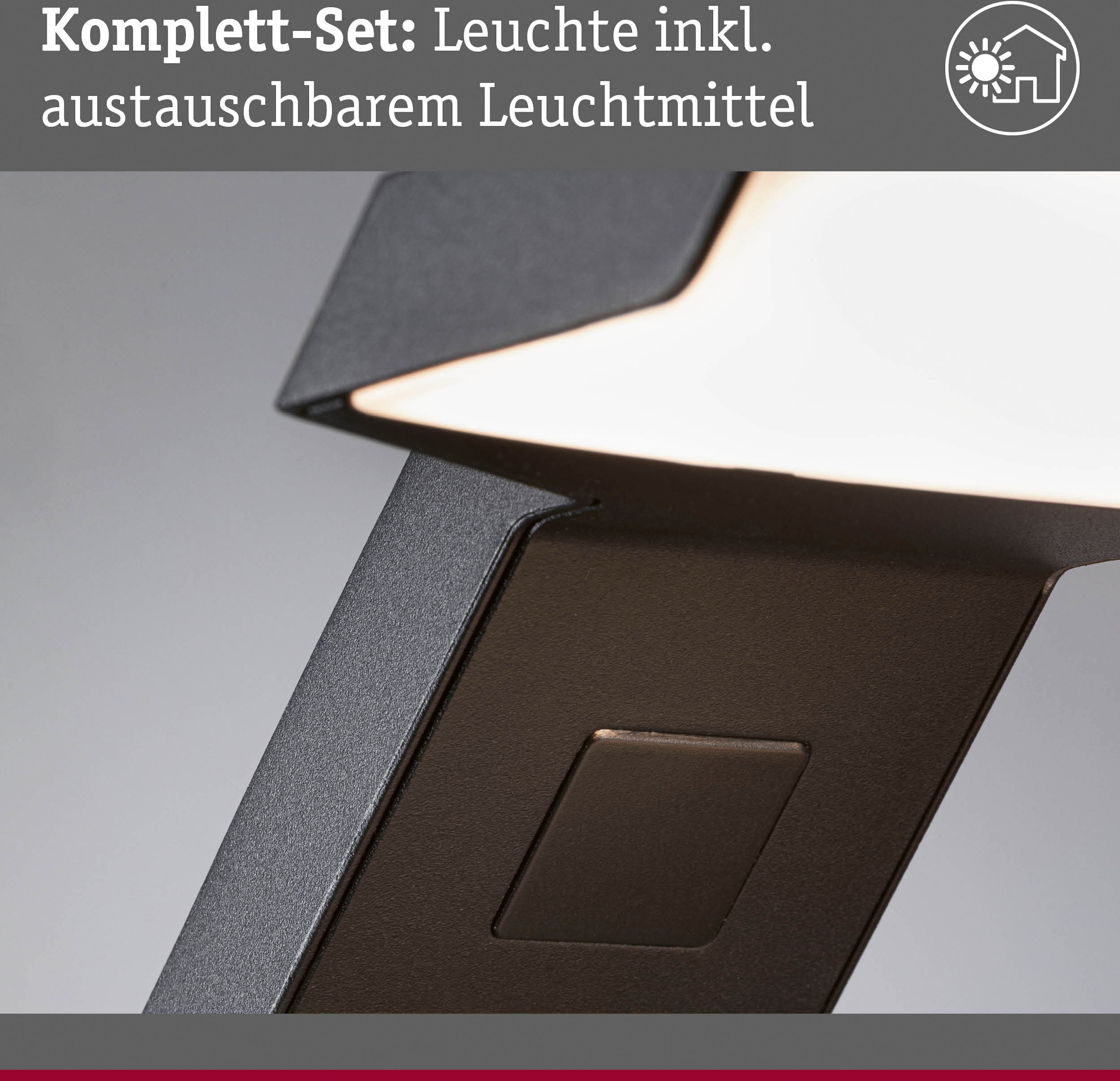 Paulmann LED Gartenleuchte »Zenera 230V Pollerleuchte 3000K anthrazit«, 1 flammig, seewasserresistent