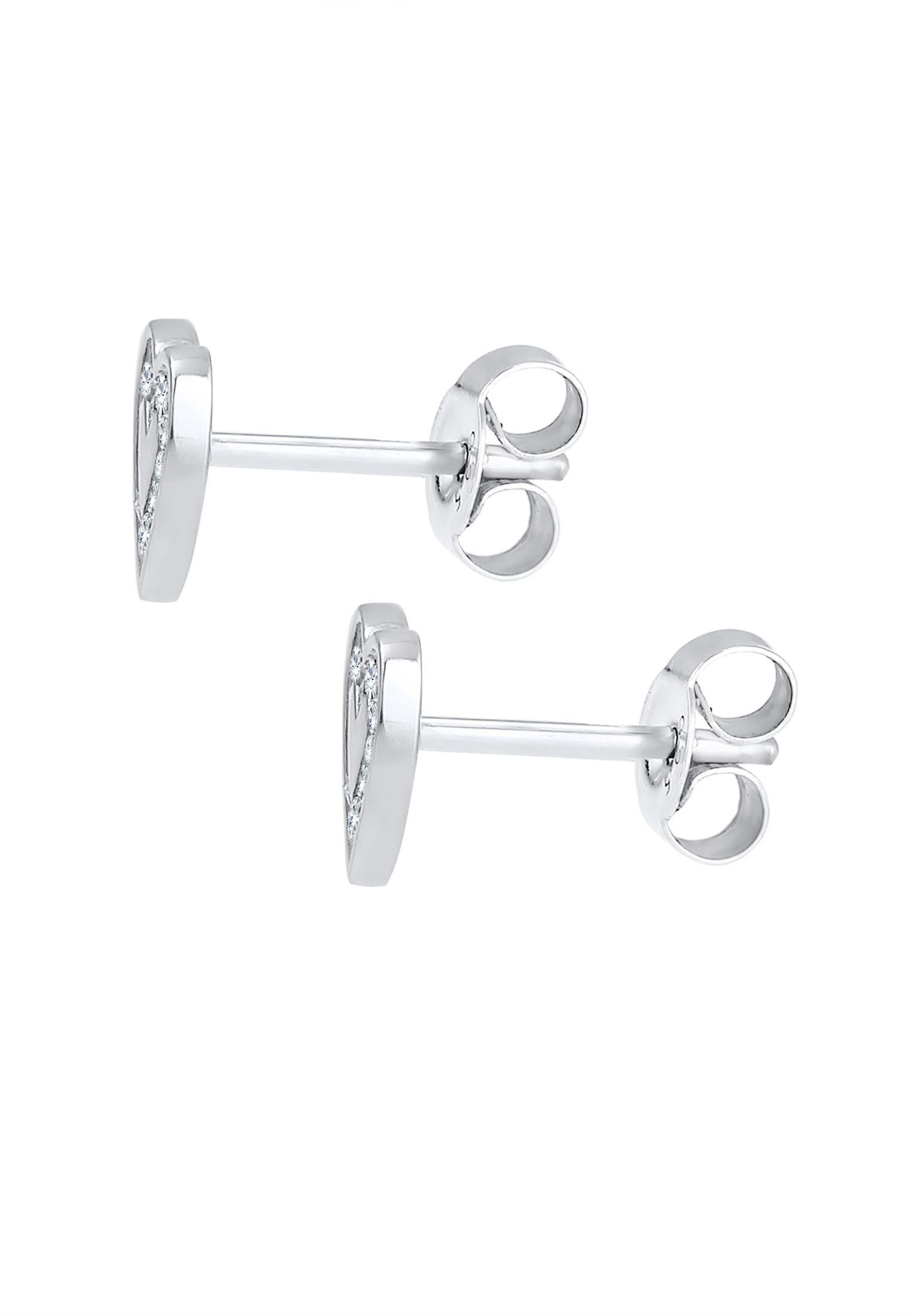 Elli Paar Ohrstecker »Ohrringe Ohrstecker Herz Glas Kristalle Weiß 925 Sterling Silber«
