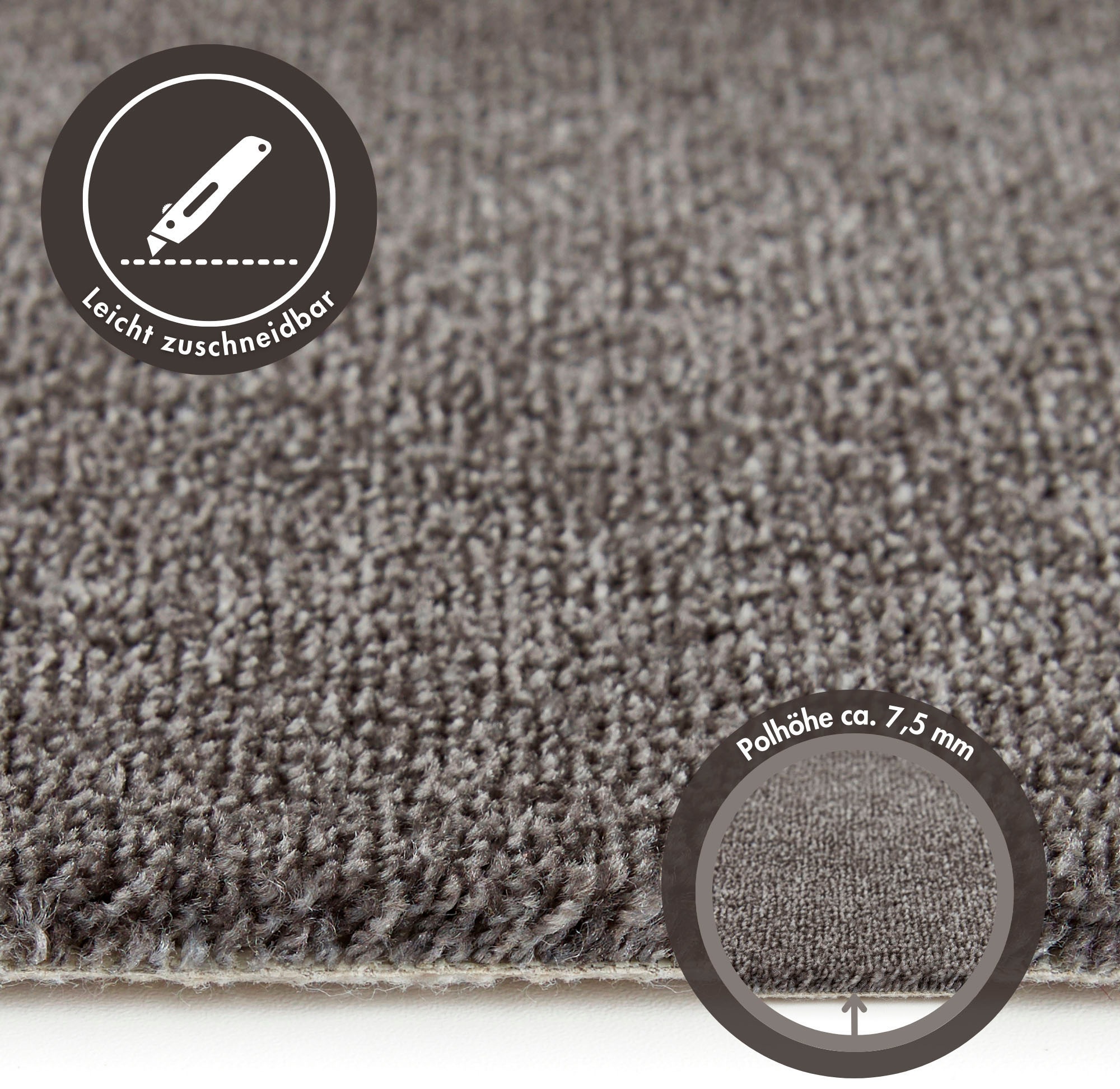 Andiamo Teppichboden »Levin, Velours, Made in Belgium«, rechteckig, 10 mm Höhe, Uni Farben, Breite 400 cm oder 500 cm, weiche Qualität
