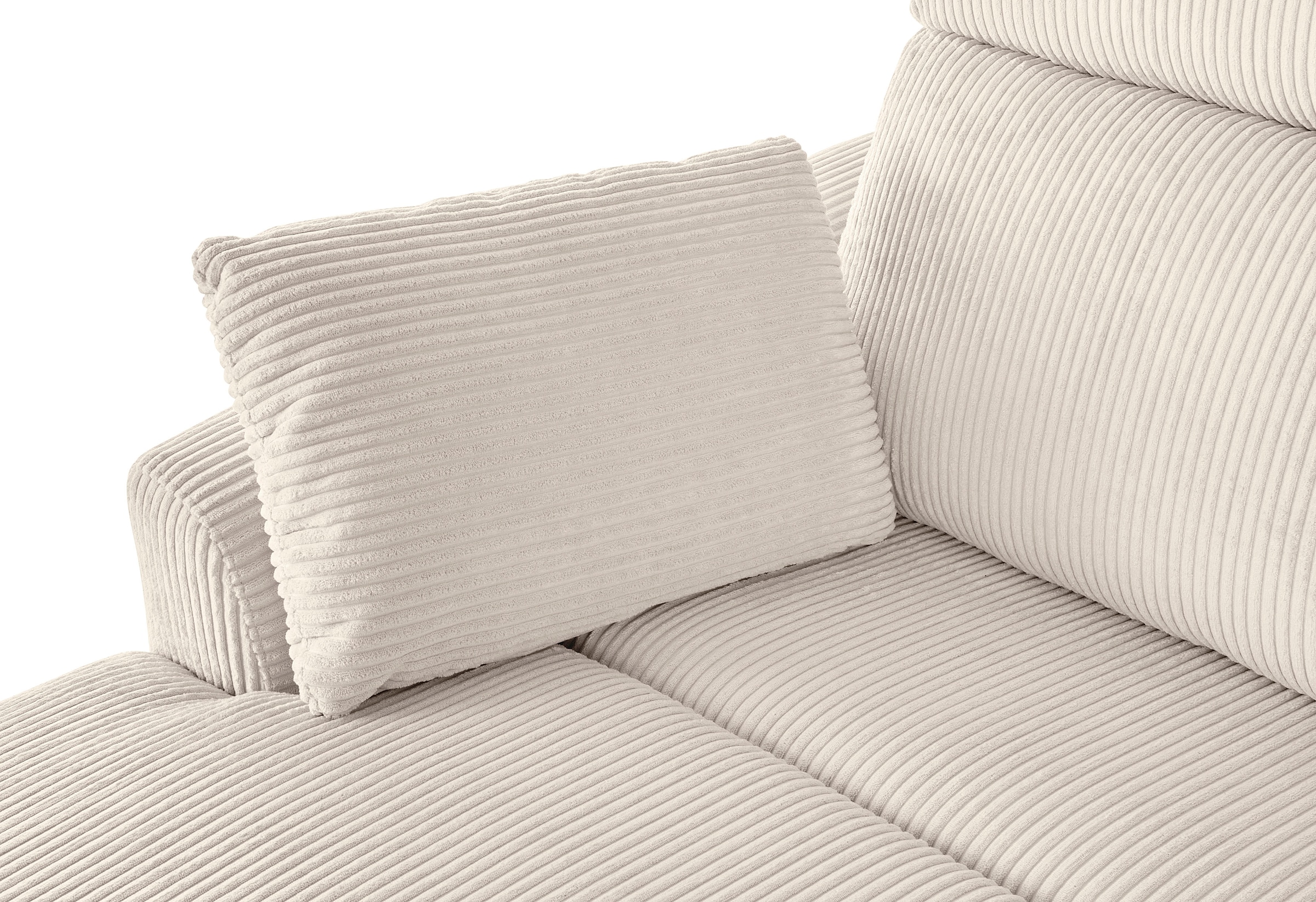 INOSIGN Ecksofa »JENNA, L-Form, 209cm, manuelle u. elektrische Funktion, mit USB A/C,«, Liegefunktion 105°-150°, Federkern, Cord