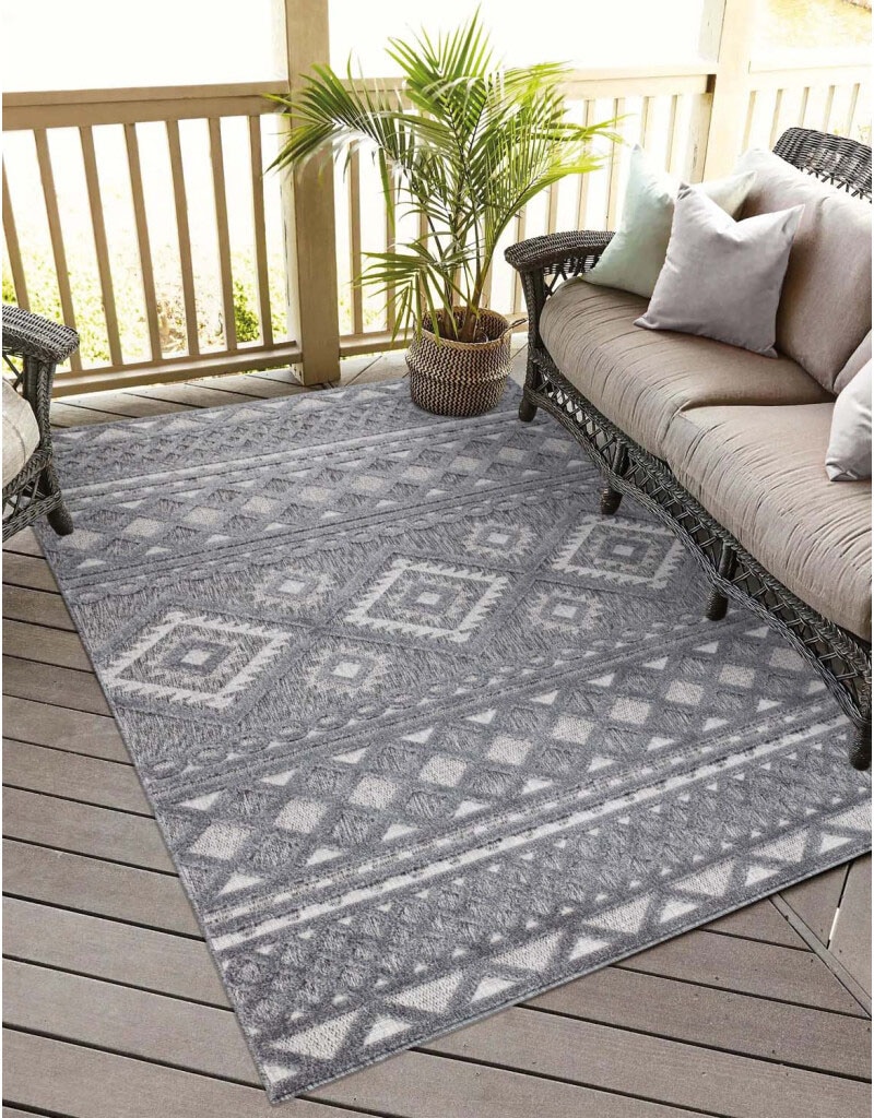 Carpet City Teppich »In-& für Wetterfest & rechteckig, Boho-Look«, Flur Outdoorteppich UV-beständig Santorini Terrasse, Balkon, 435, Küche, 3D-Effekt