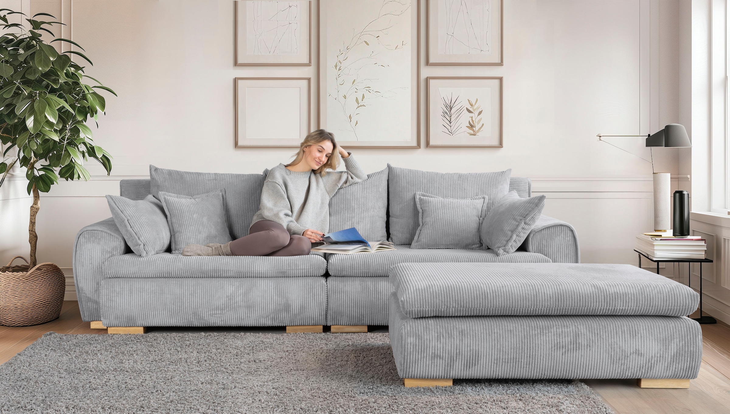 Home affaire Big-Sofa »Katja, B: 275 cm«, Mega-Sofa mit 4 Zierkissen