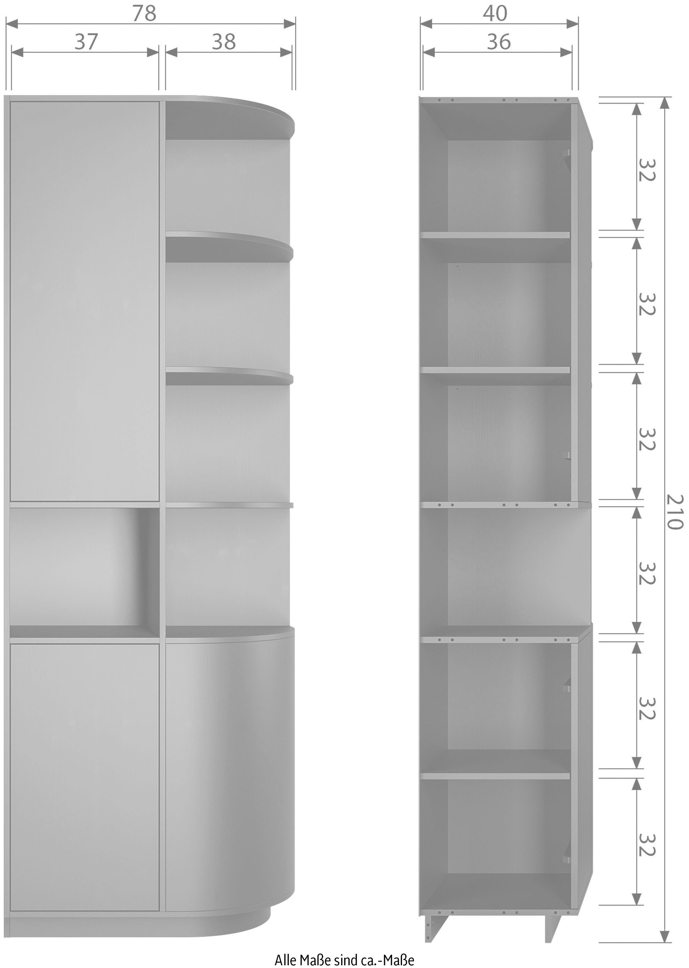 WOOOD Vitrine »Finca«, mit modernem Push-to-Open-System, Breite 78 cm