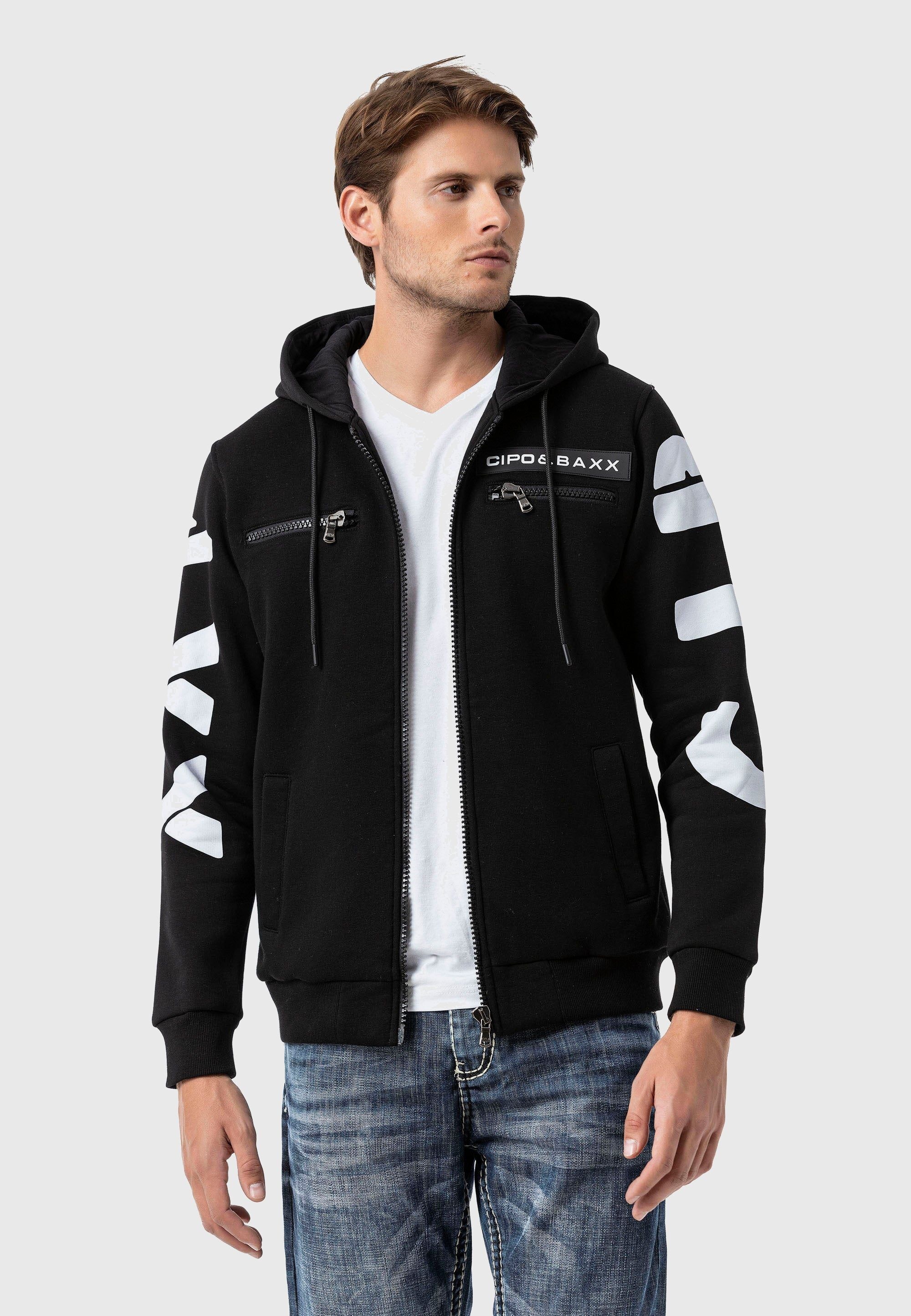 Cipo & Baxx Strickjacke »Cipo & Baxx Sweatjacken« mit Ärmel- und Rückenprint