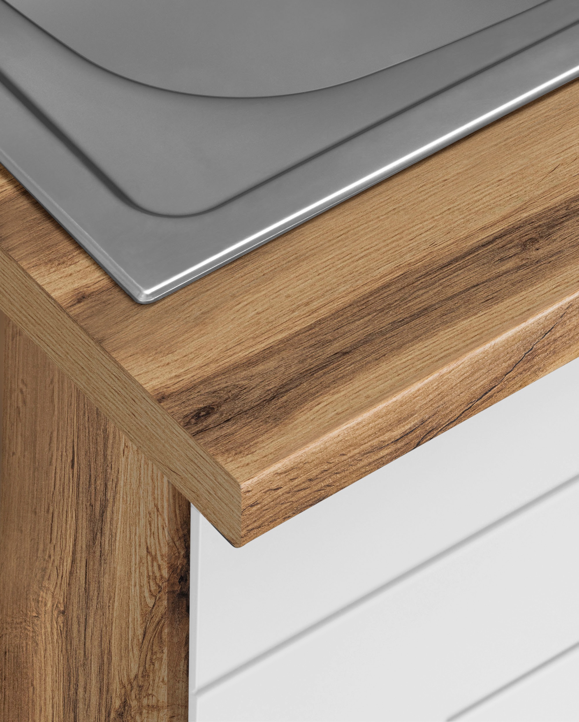 KOCHSTATION Küchenzeile »KS-Luhe« 330 cm breit, wahlweise mit oder ohne E-Geräten, gefräste MDF-Fronten