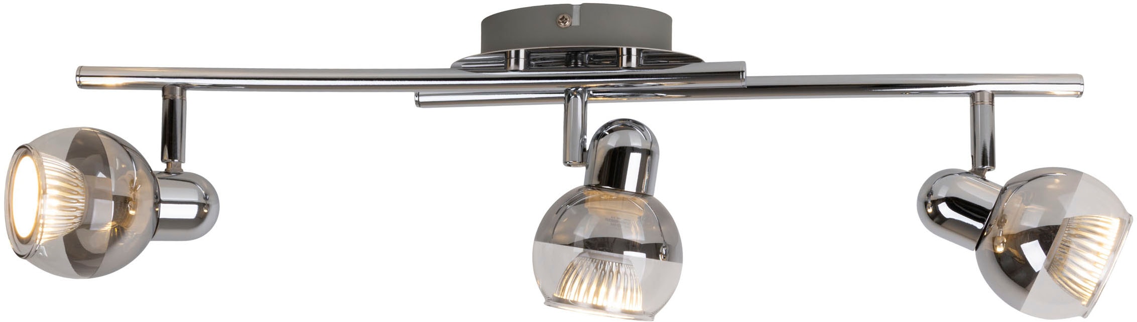 näve Deckenspots »Boccia« GU10 1 Stk. Warmweiß 1flg. incl. LED GU10 6W, chrom, Glasschirm, verstellbarer Spot, D:14cm