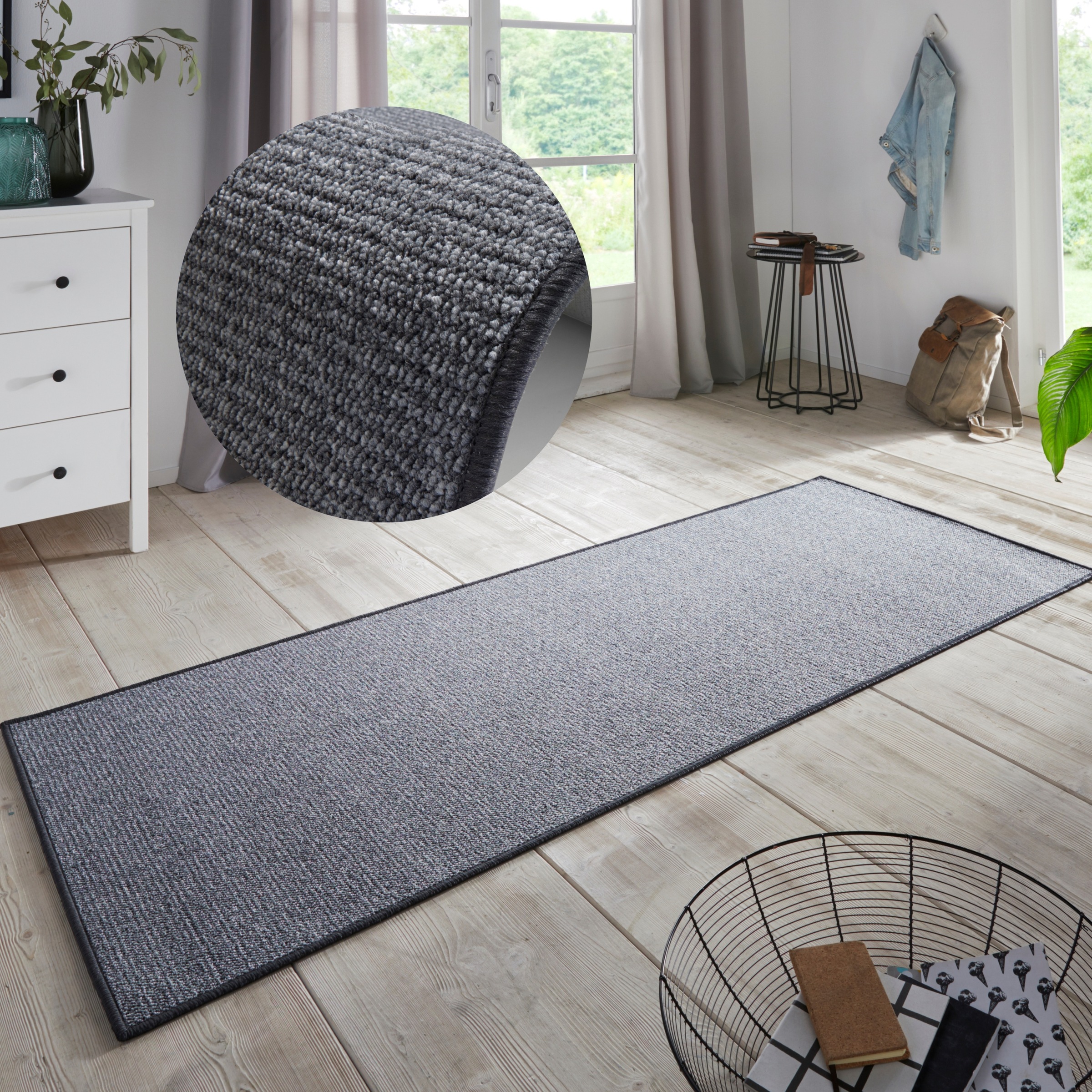 HANSE Home Läufer "Bouclé" rechteckig 5 mm Höhe rutschfest, Sisal Optik, Teppich, Küche, Flur, schlicht, umkettelt