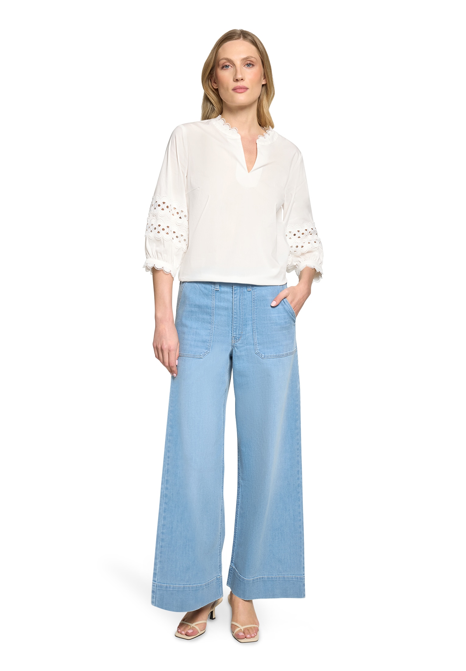 Betty&Co Klassische Bluse »Casual-Bluse mit Spitzeneinsatz«