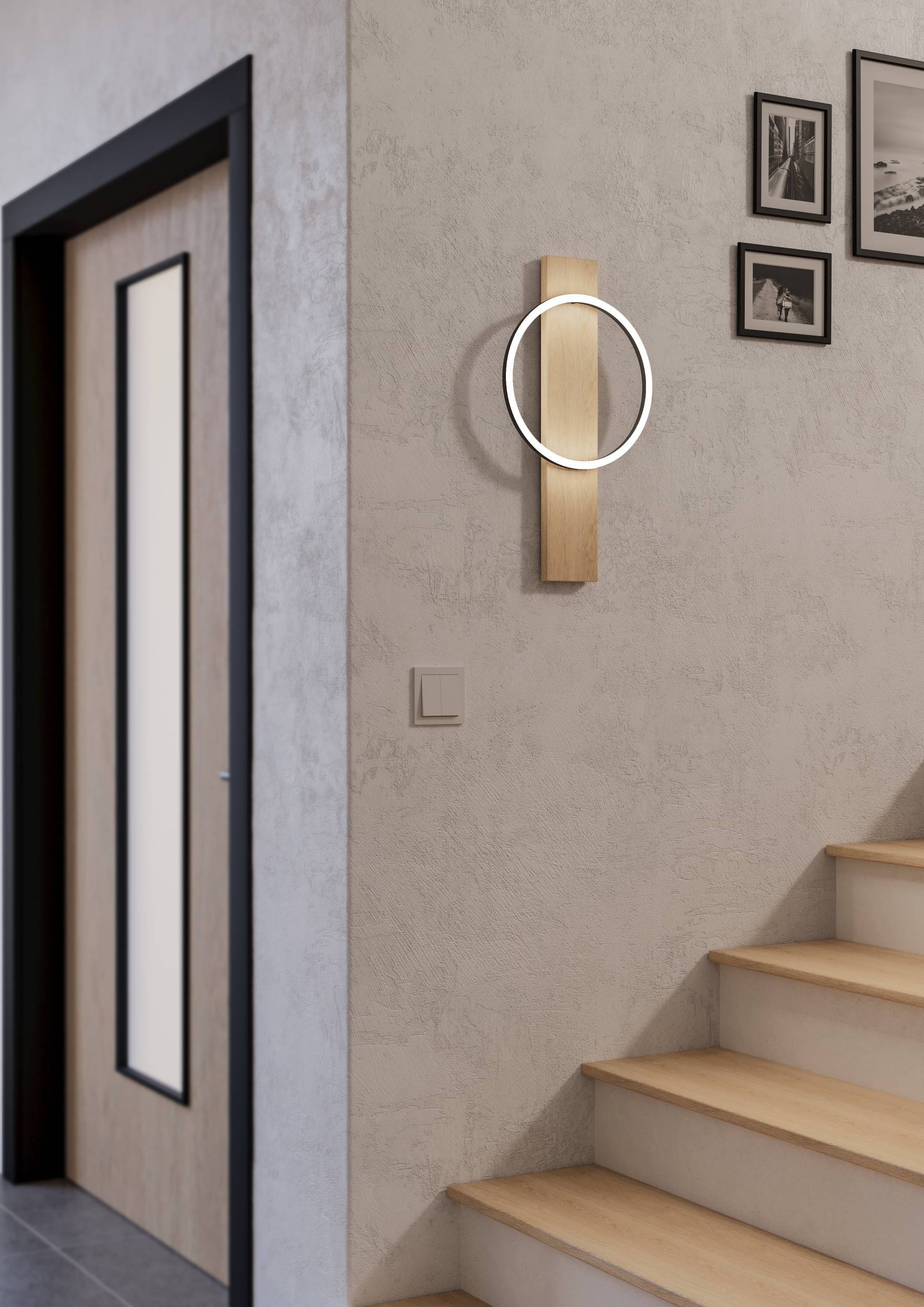 EGLO Wandleuchte »Boyal Wandlampe, FSC zerifiziert, Holz, Metall, Flurlampe, Lampe« LED-Modul 1 Stk. Warmweiß Wand-/Deckenleuchte - L30 x H56 x AL7,5 cm - schwarz, braun