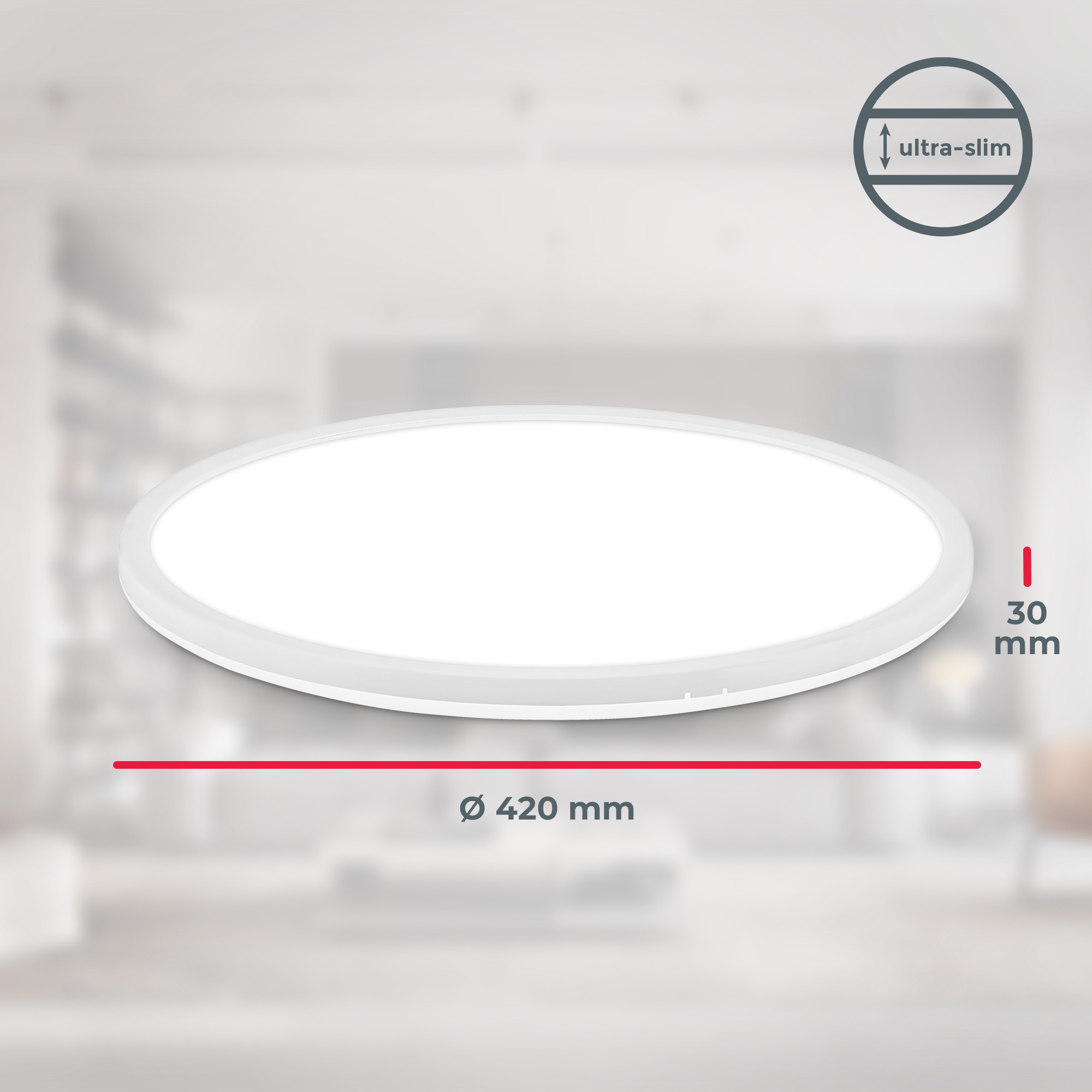 B.K.Licht LED Deckenleuchte »BKL1600 Ultraflache Deckenlampe, LED Panel mit Backlight« LED-Modul 1 Stk. Neutralweiß 4.000K, 3.000 Lm, 22W, indirekte Hintergrundbeleuchtung, ⌀42cm, Weiß